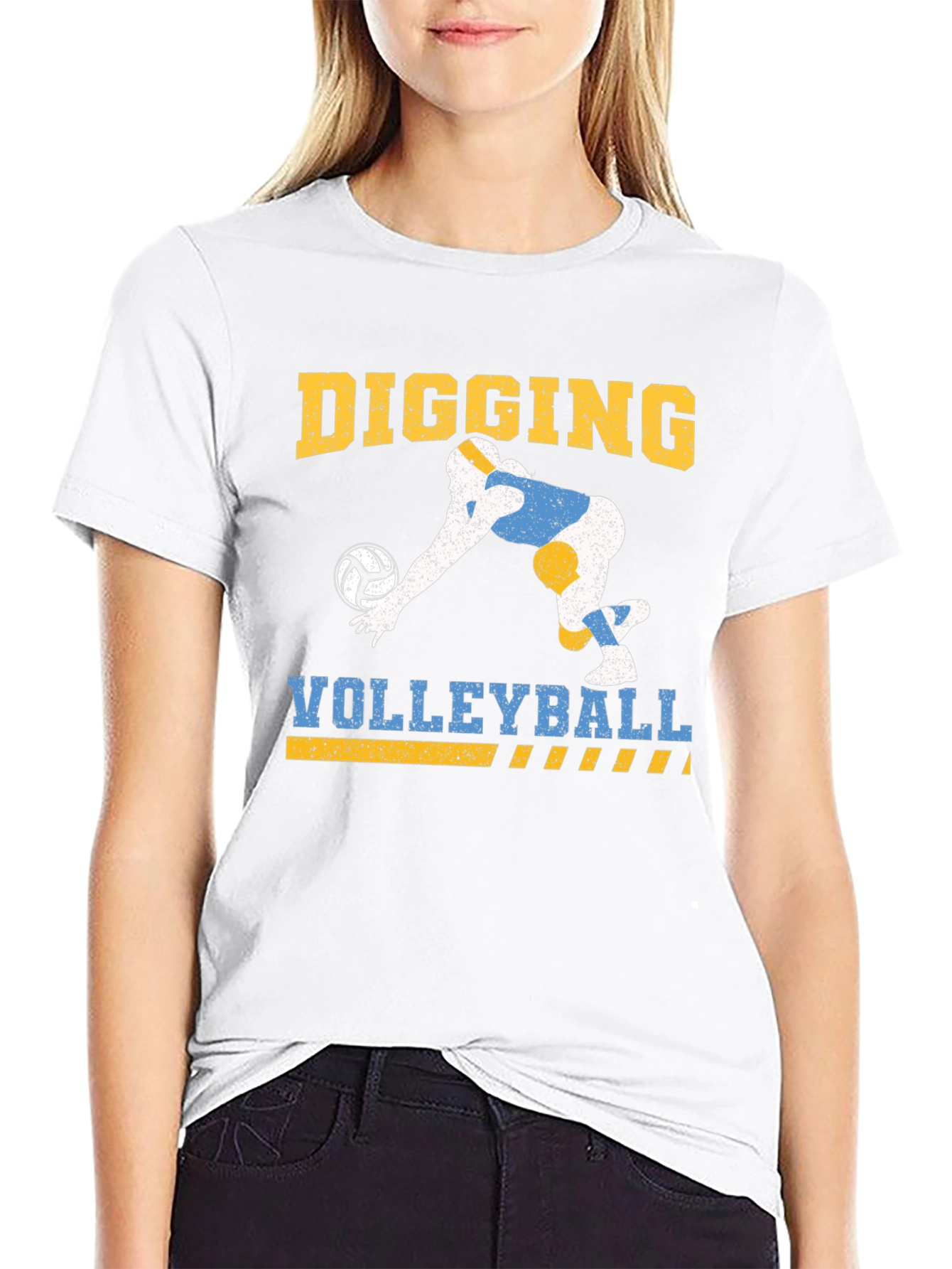 Digging Volleyball Graphic Tee - Black