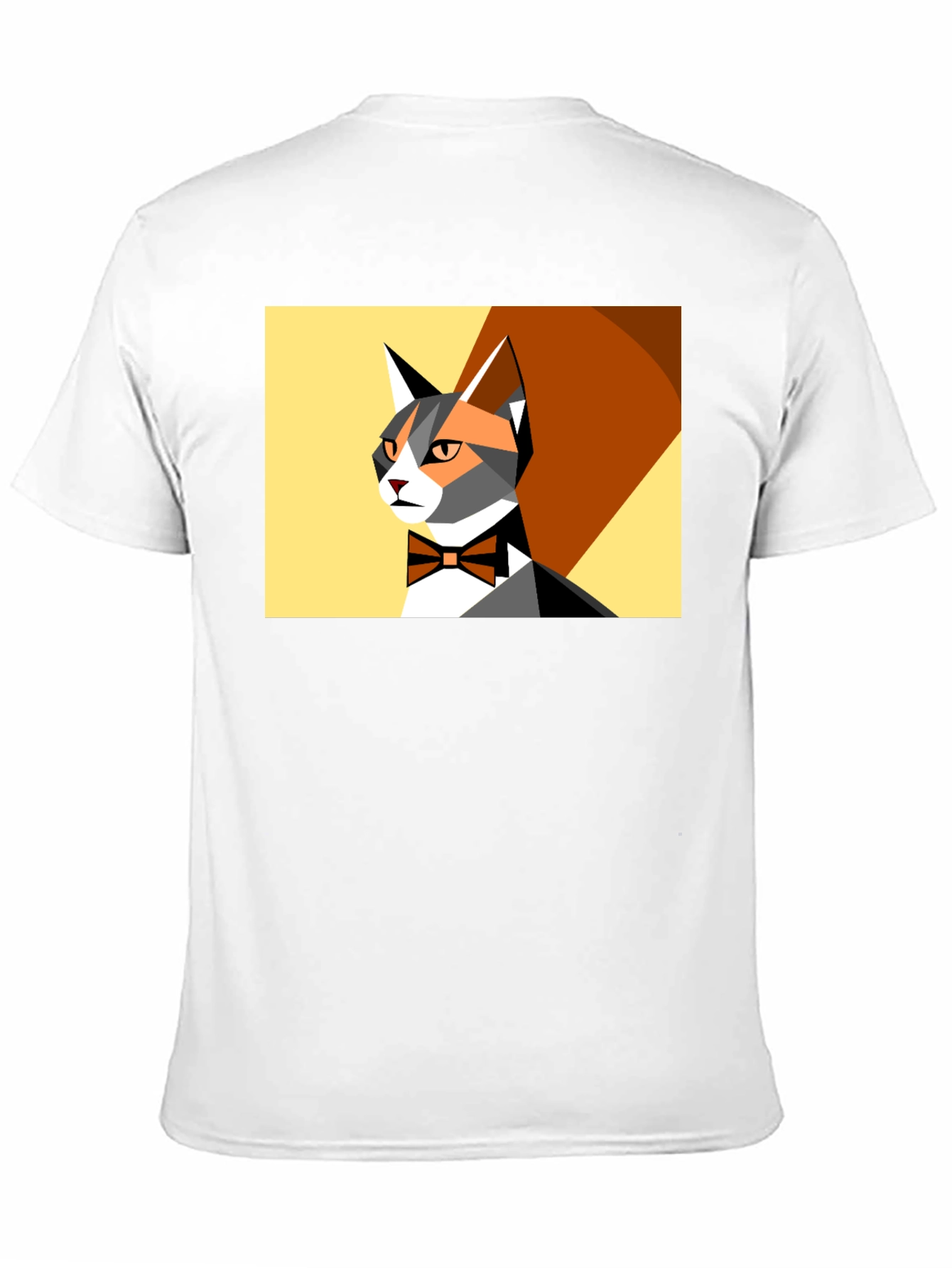 Geometric Cat Bowtie Graphic Tee - Modern Style