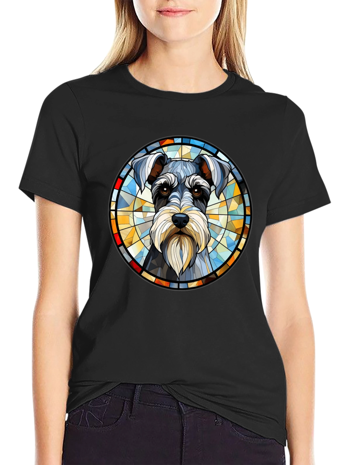 Schnauzer Stained Glass Graphic Tee