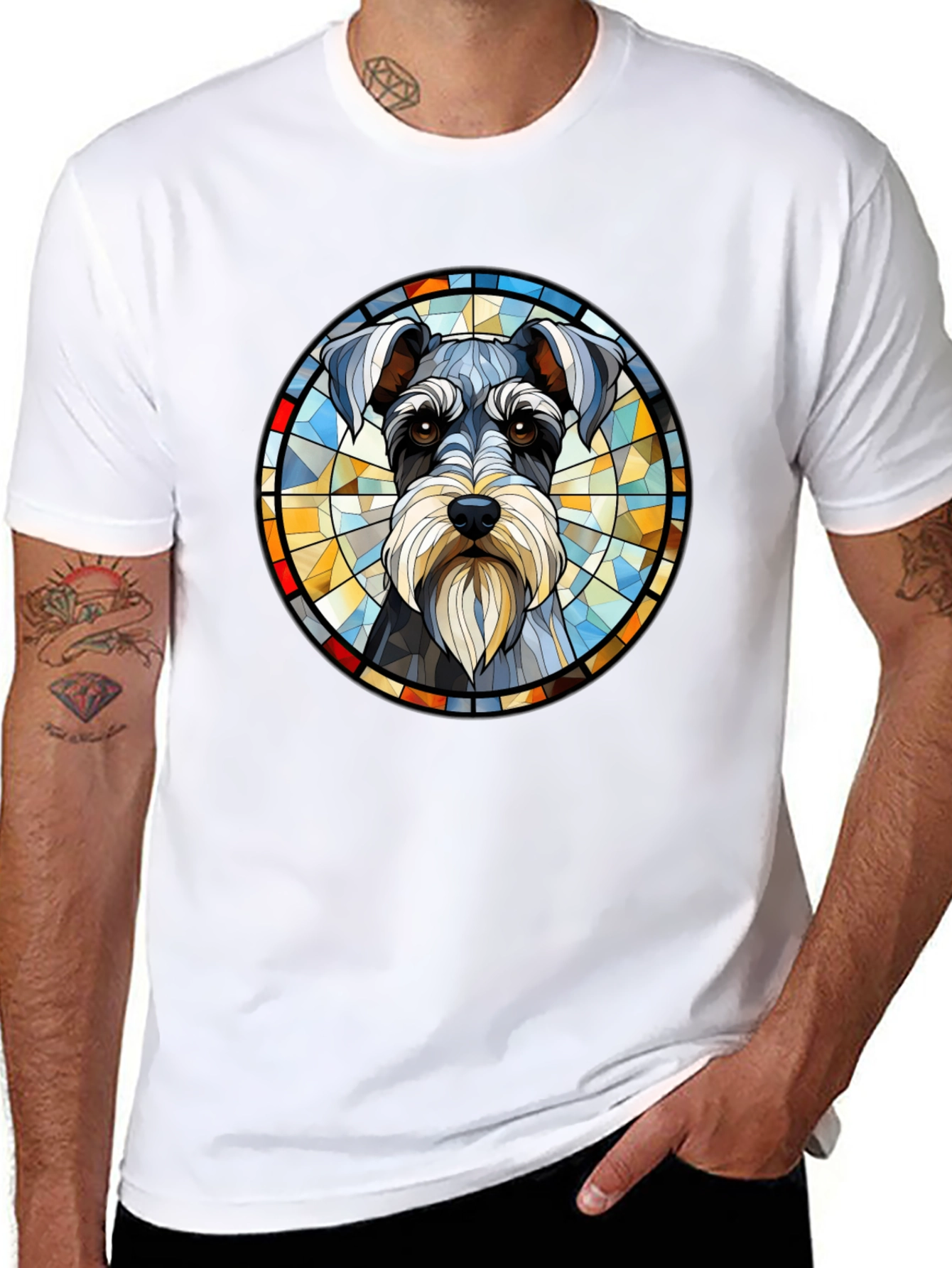 Schnauzer Stained Glass Graphic Tee