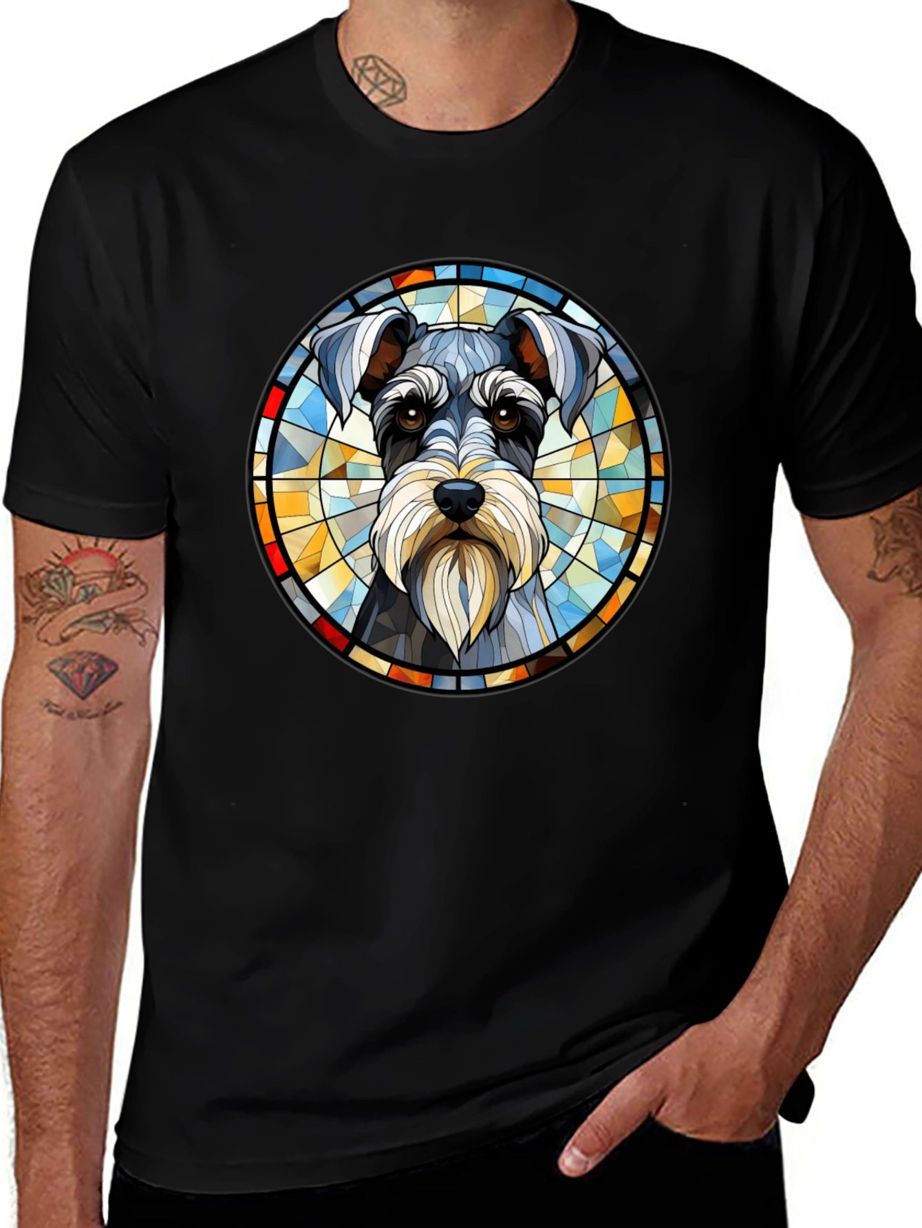 Schnauzer Stained Glass Graphic Tee