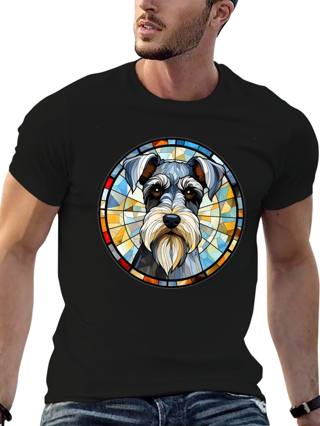 Schnauzer Stained Glass Graphic Tee
