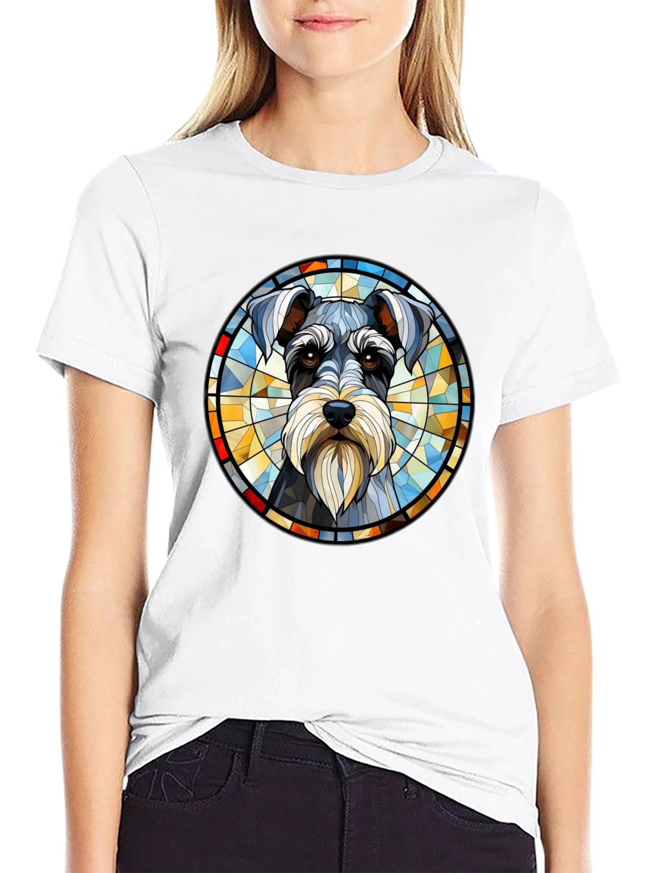 Schnauzer Stained Glass Graphic Tee