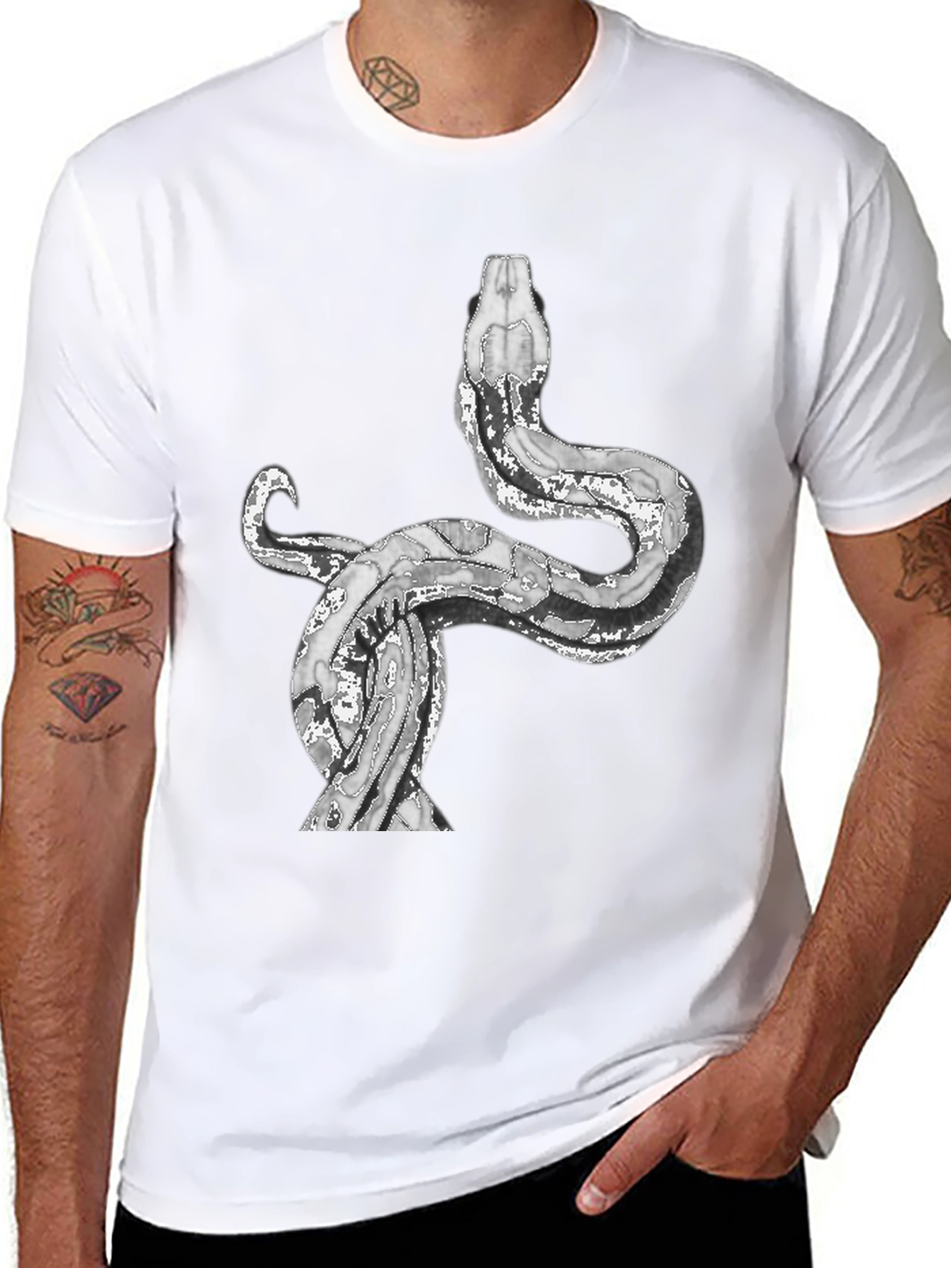 Snake Graphic Tee - Black Cotton Blend