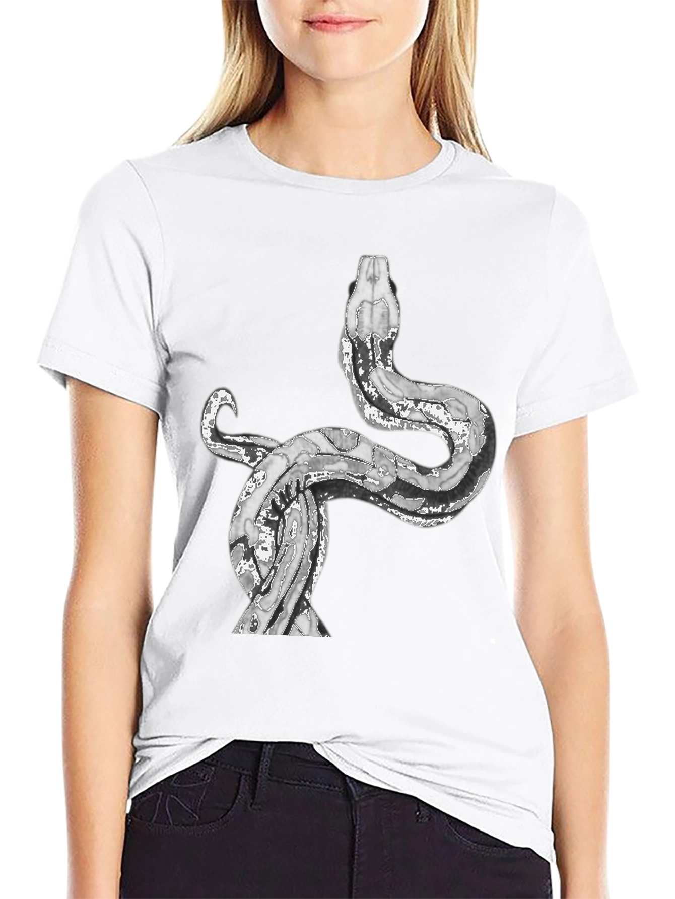 Snake Graphic Tee - Black Cotton Blend