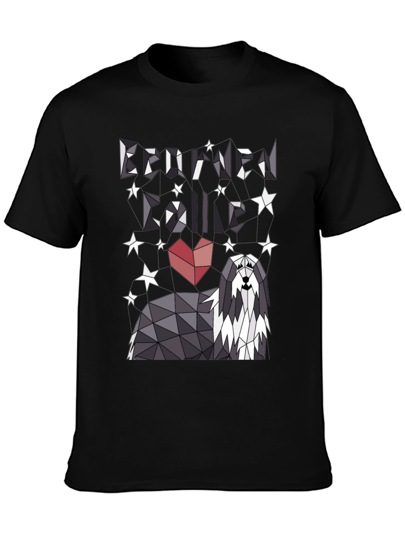 Geometric Bearded Collie T-Shirt - Love Your Dog!