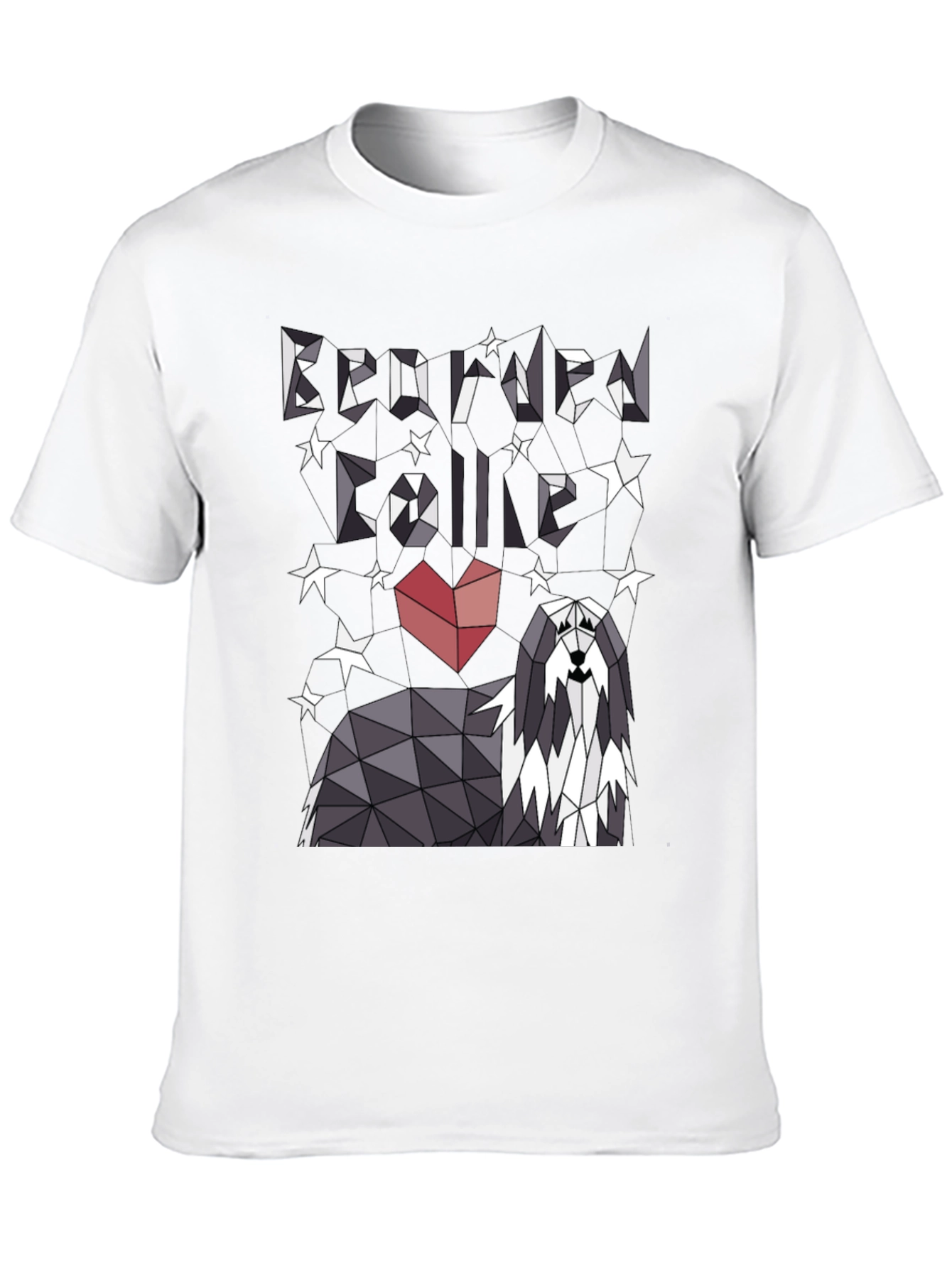 Geometric Bearded Collie T-Shirt - Love Your Dog!