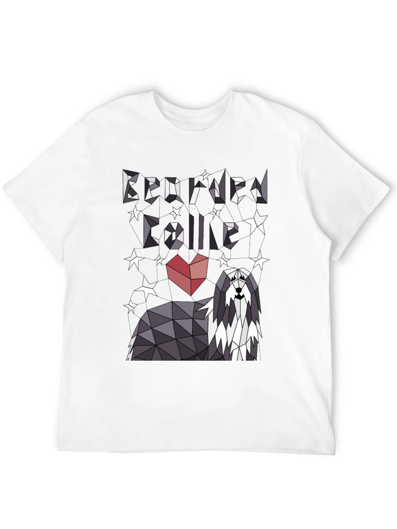 Geometric Bearded Collie T-Shirt - Love Your Dog!
