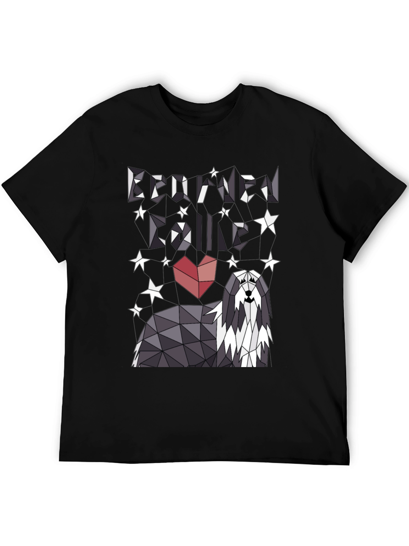 Geometric Bearded Collie T-Shirt - Love Your Dog!