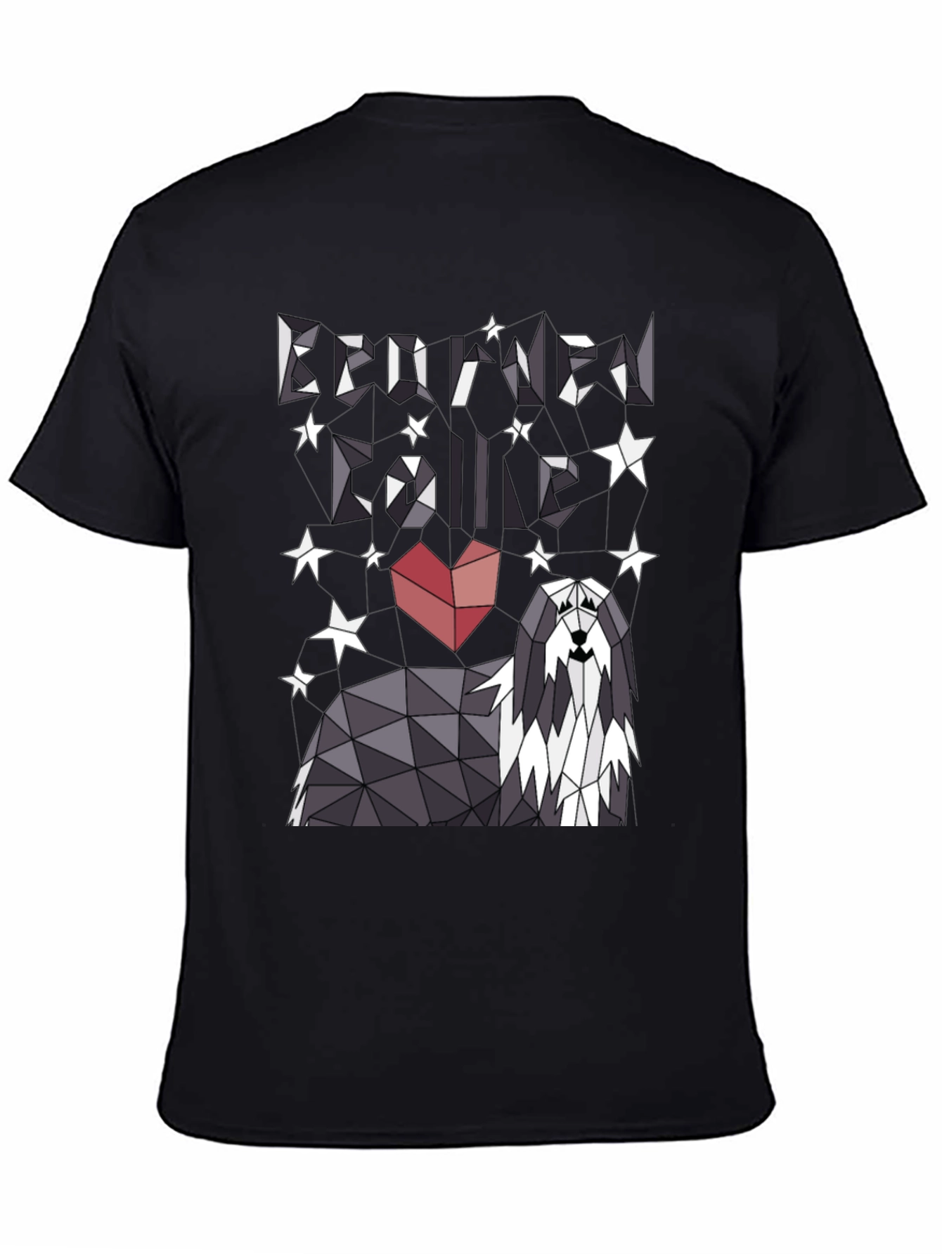 Geometric Bearded Collie T-Shirt - Love Your Dog!