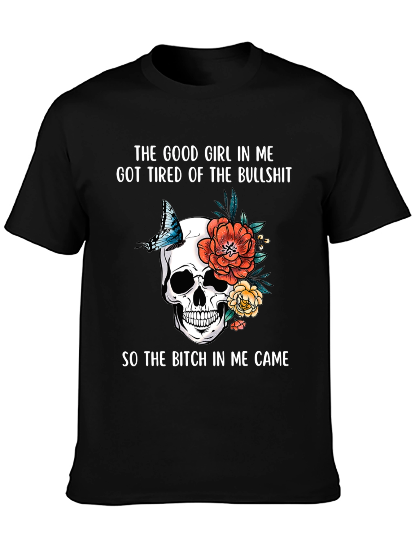 Skull & Floral Graphic T-Shirt