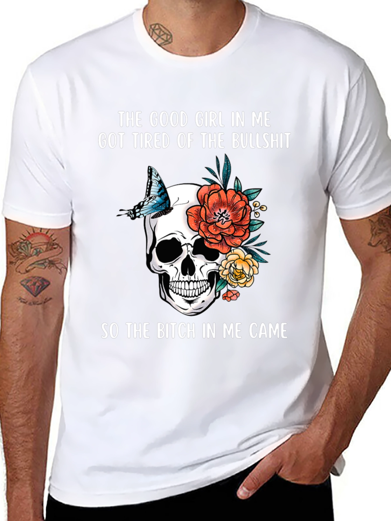 Skull & Floral Graphic T-Shirt