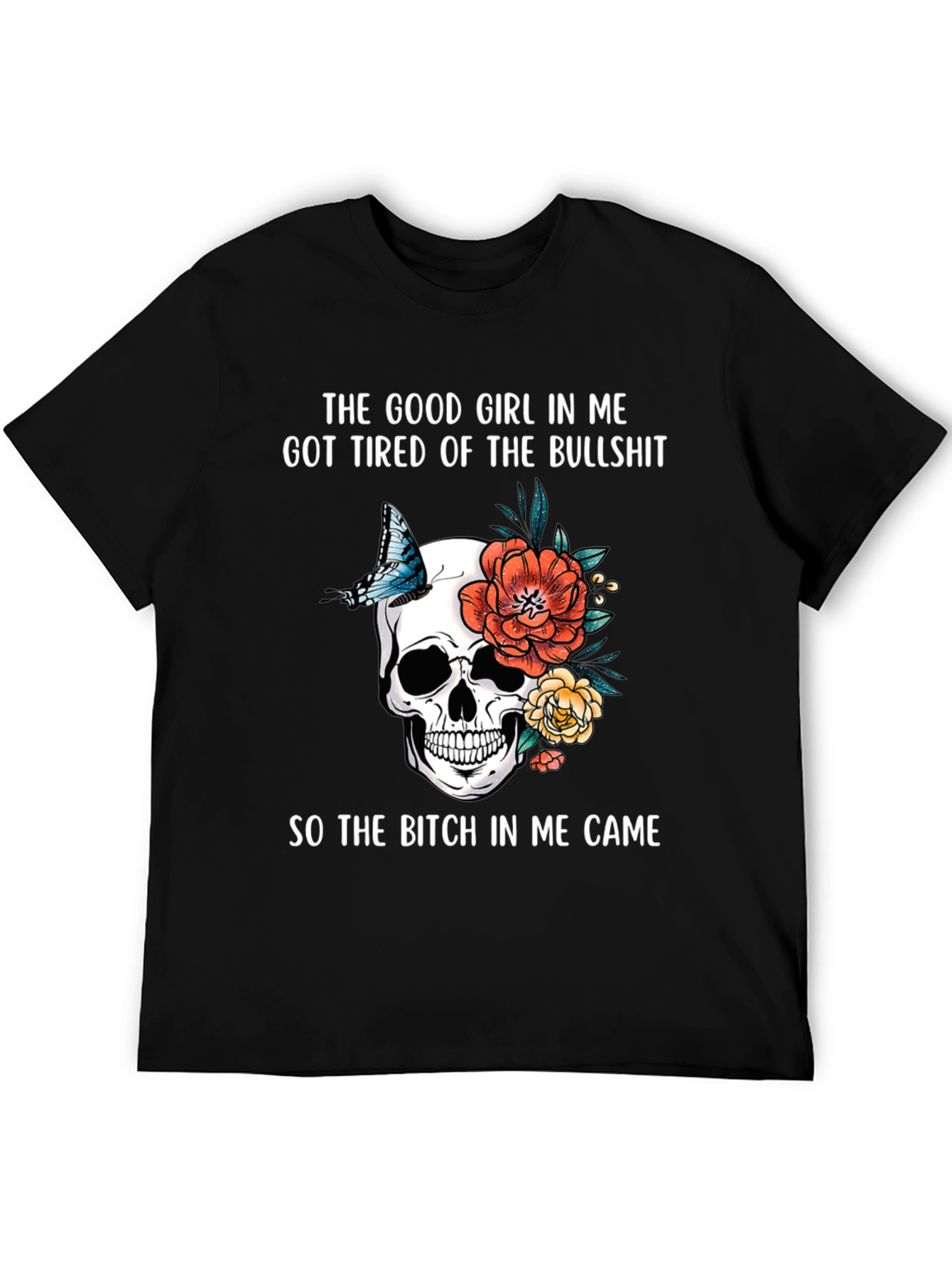 Skull & Floral Graphic T-Shirt