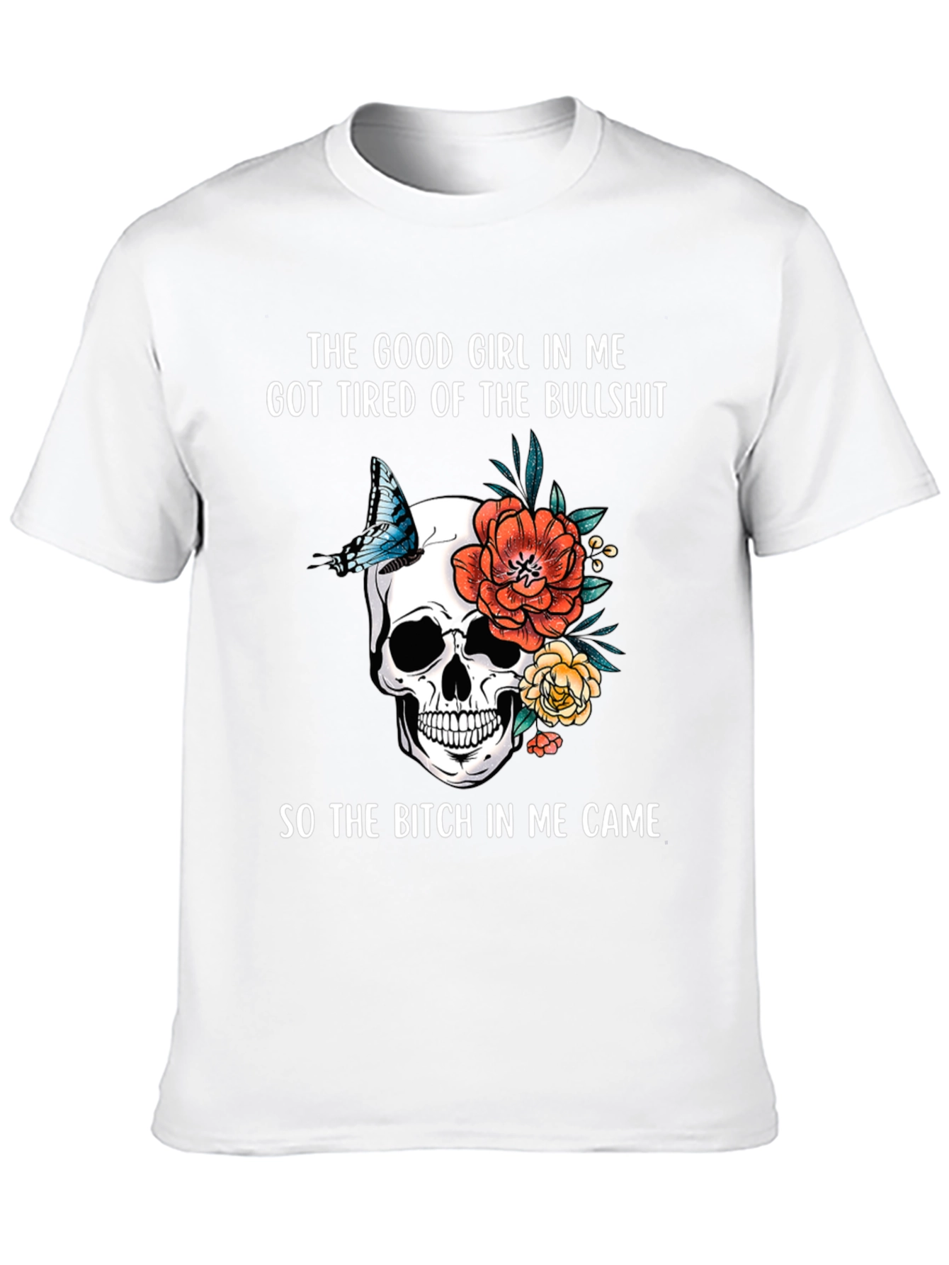Skull & Floral Graphic T-Shirt