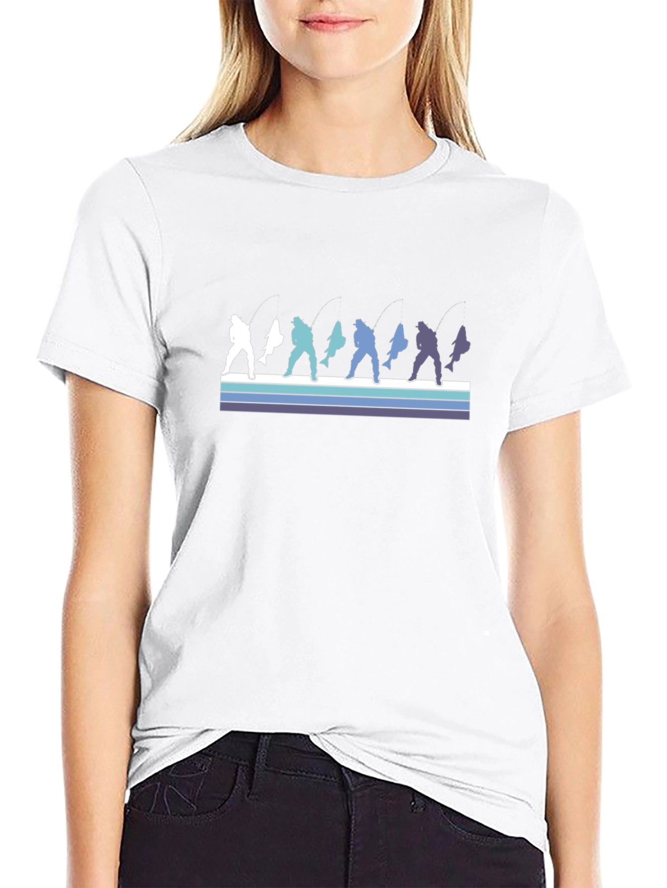 Retro Fishing Graphic Tee - Black Cotton T-Shirt