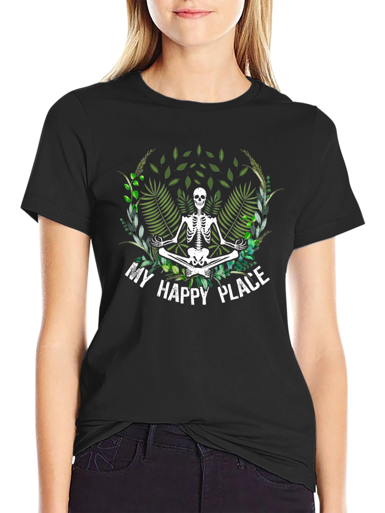 My Happy Place Skeleton Graphic Tee