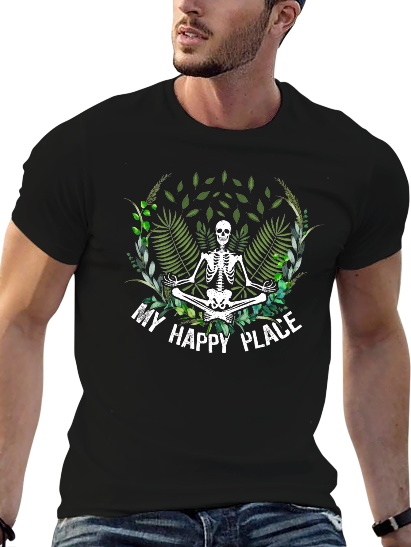 My Happy Place Skeleton Graphic Tee