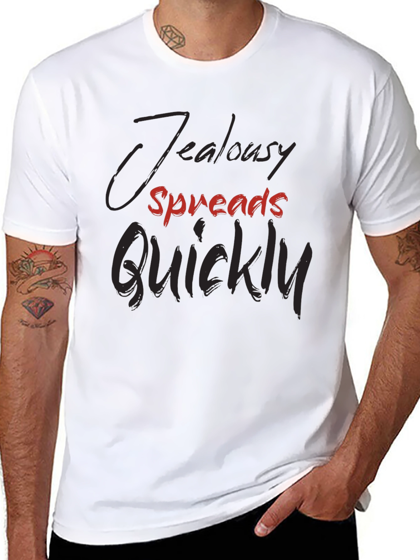 Jealousy Spreads Quickly Graphic Tee - Trendy Dark T-Shirt