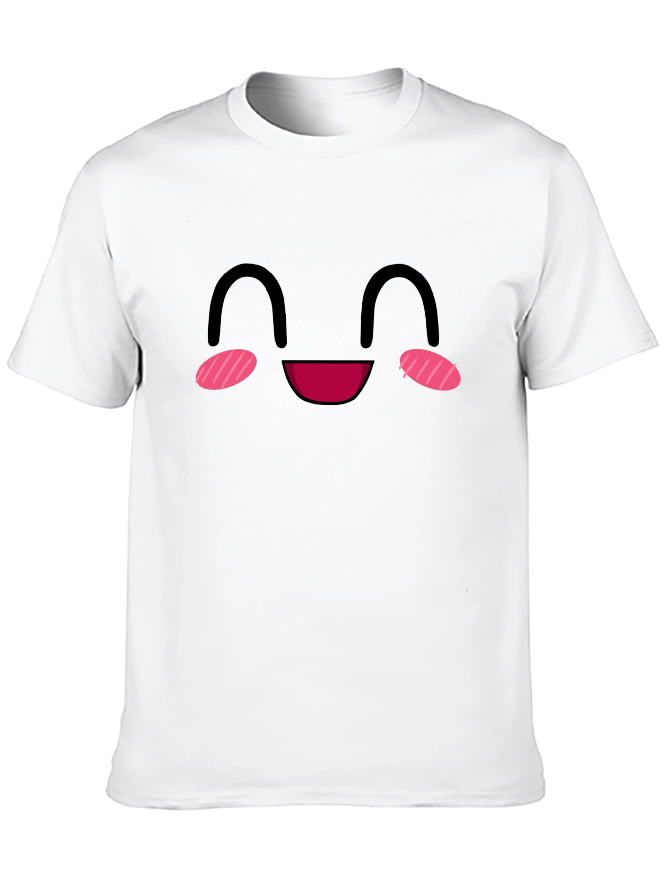 Kawaii Face Graphic Tee - Black Cotton Smile Shirt