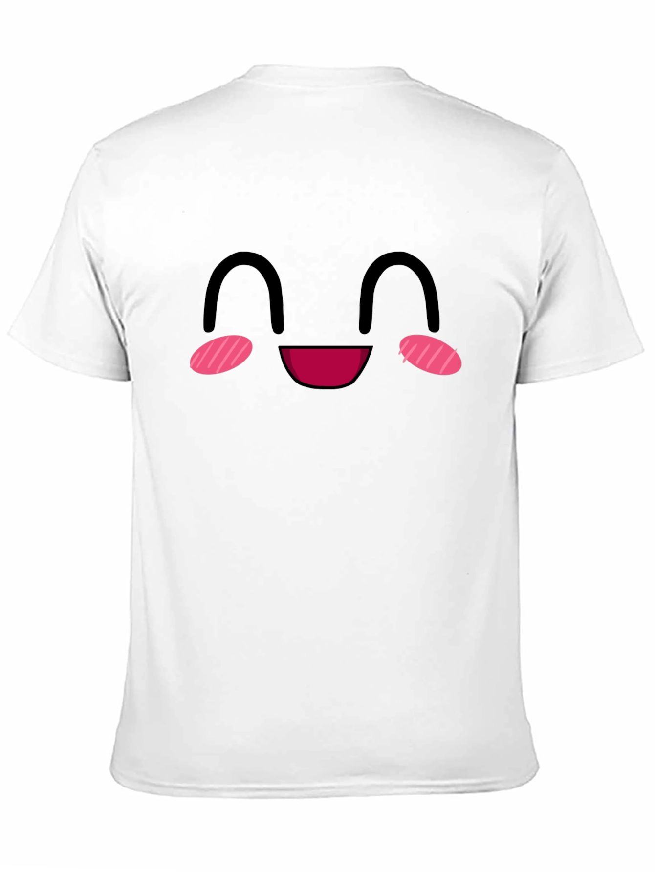 Kawaii Face Graphic Tee - Black Cotton Smile Shirt
