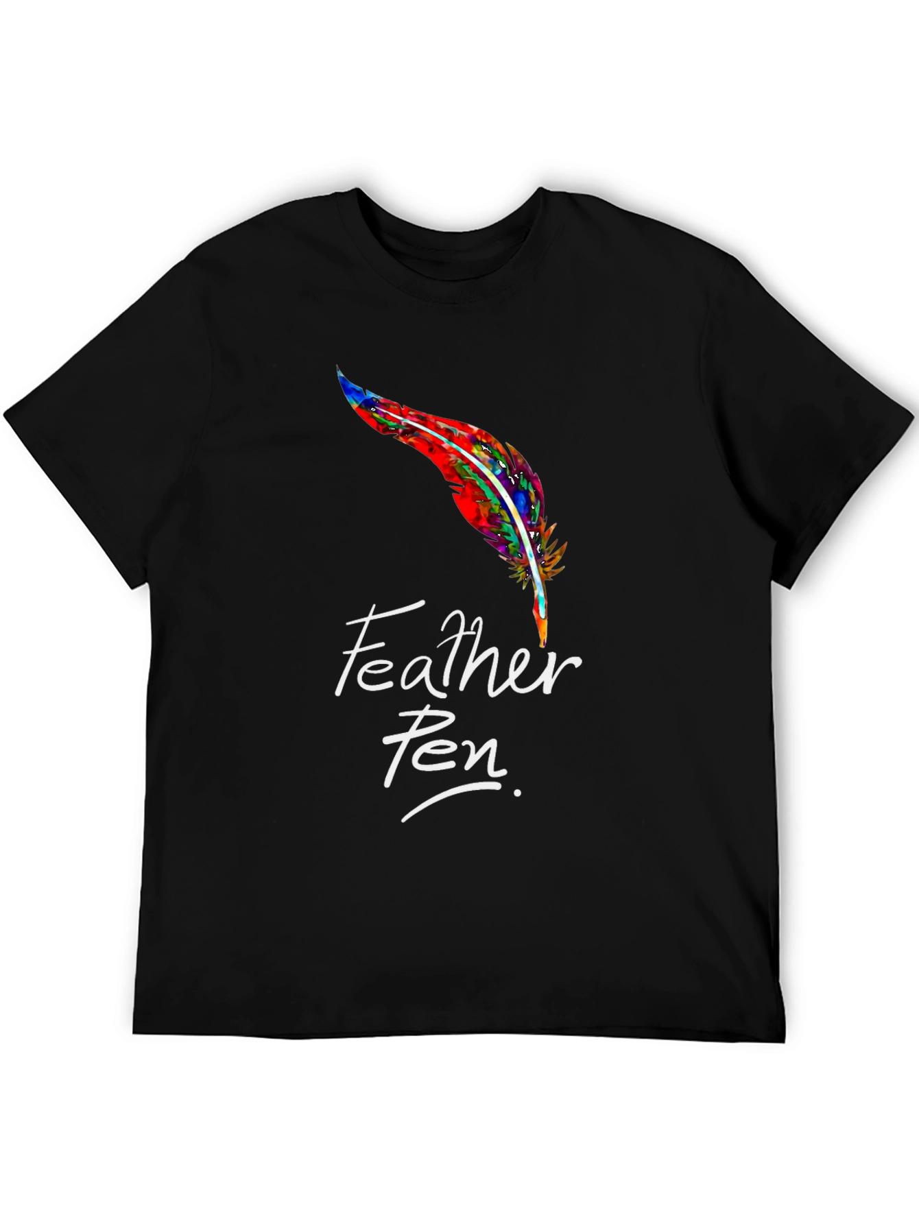 Feather Pen Graphic Tee - Stylish Black T-Shirt