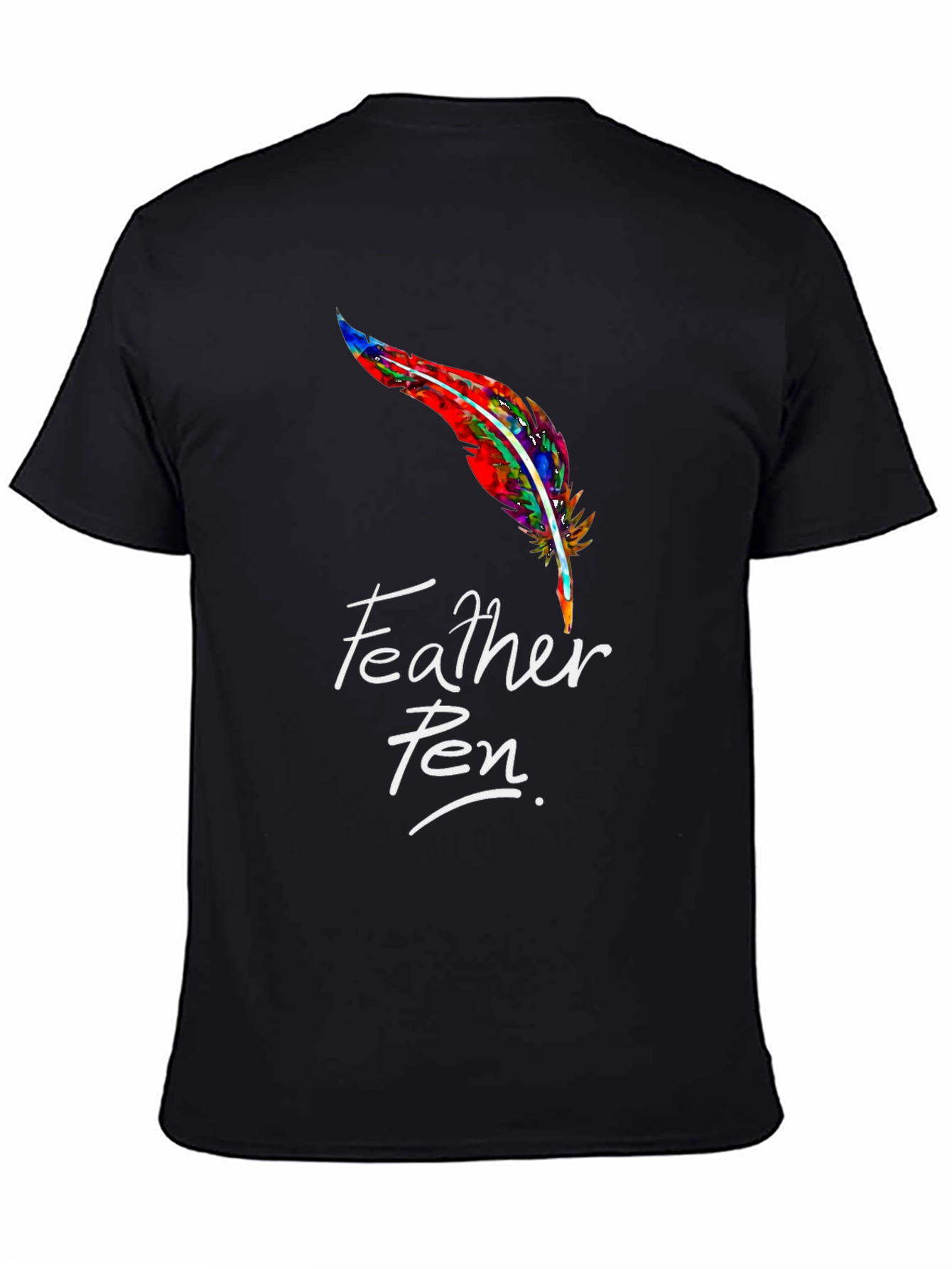 Feather Pen Graphic Tee - Stylish Black T-Shirt