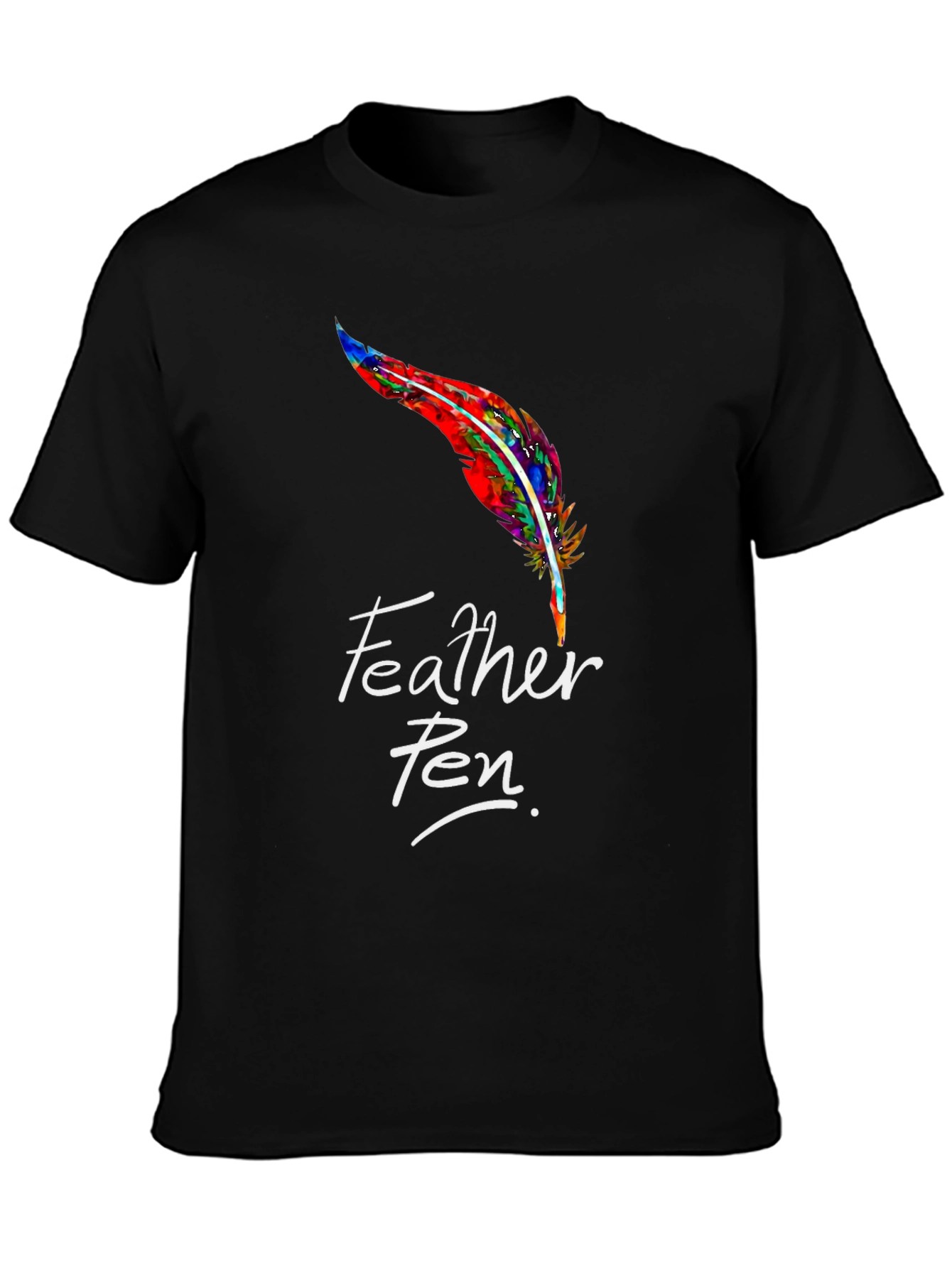 Feather Pen Graphic Tee - Stylish Black T-Shirt