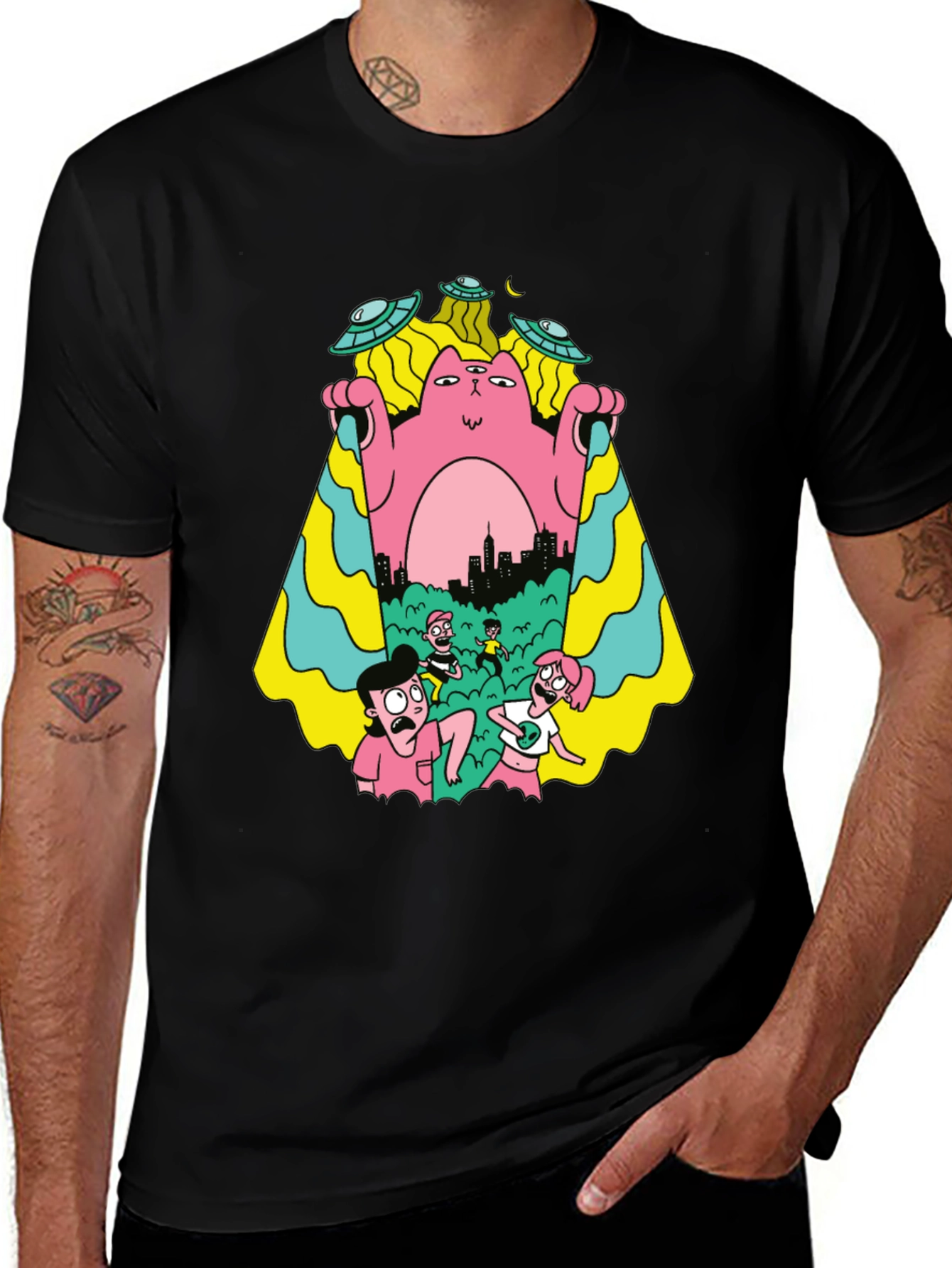 Cartoon Creature Invasion T-Shirt