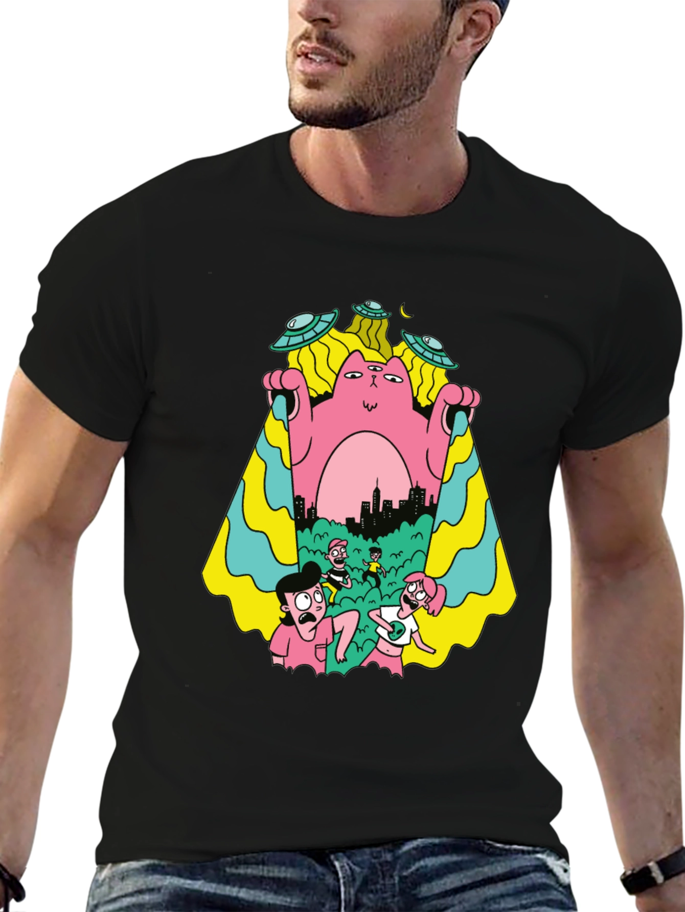 Cartoon Creature Invasion T-Shirt