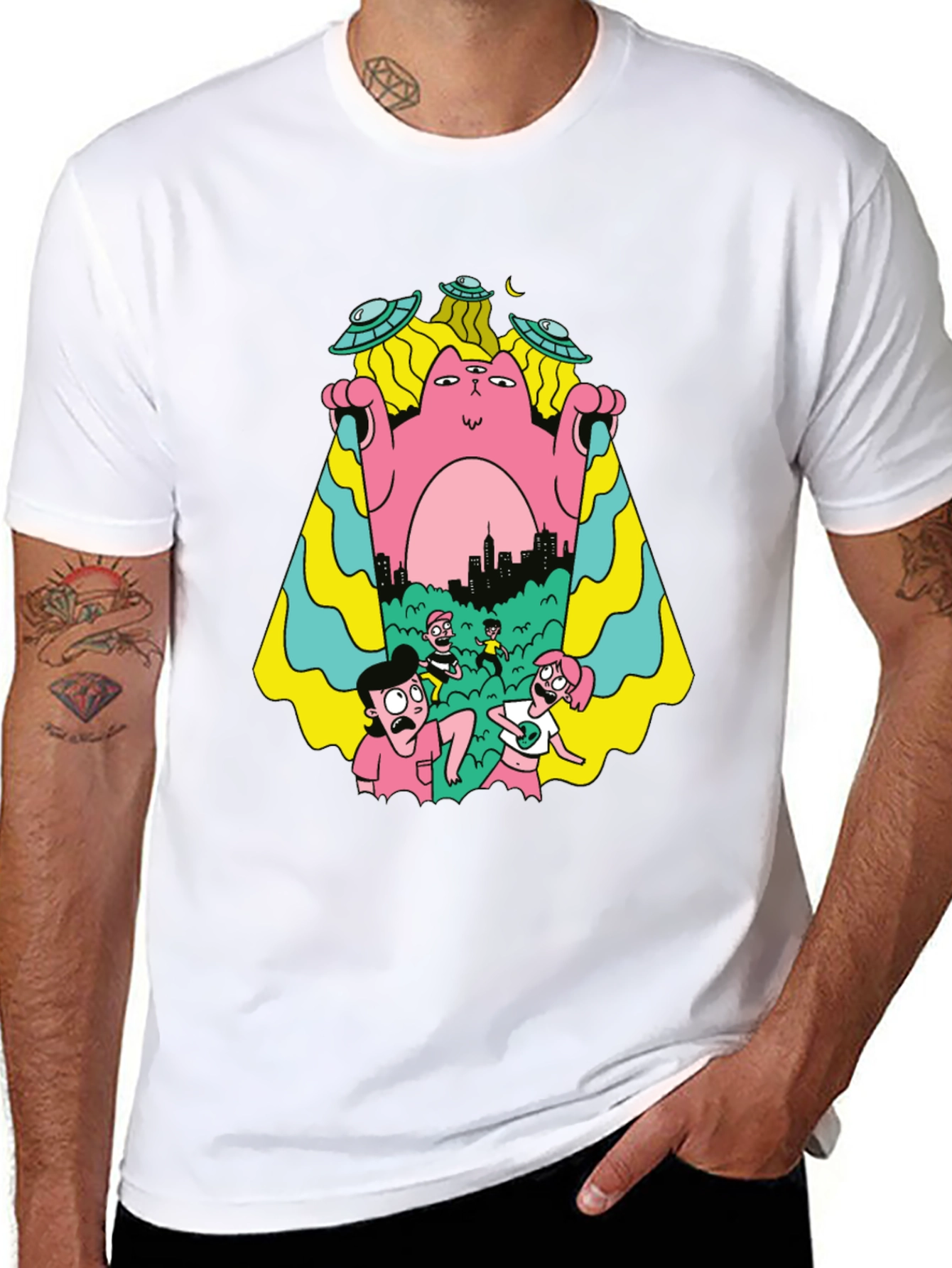 Cartoon Creature Invasion T-Shirt