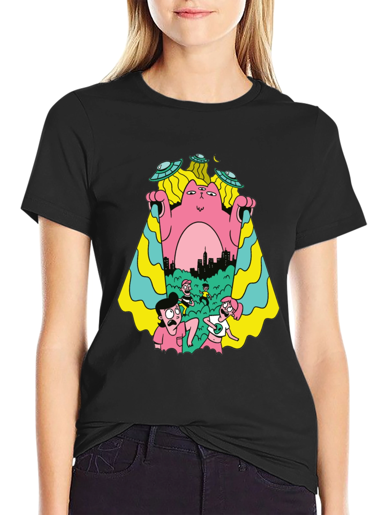 Cartoon Creature Invasion T-Shirt