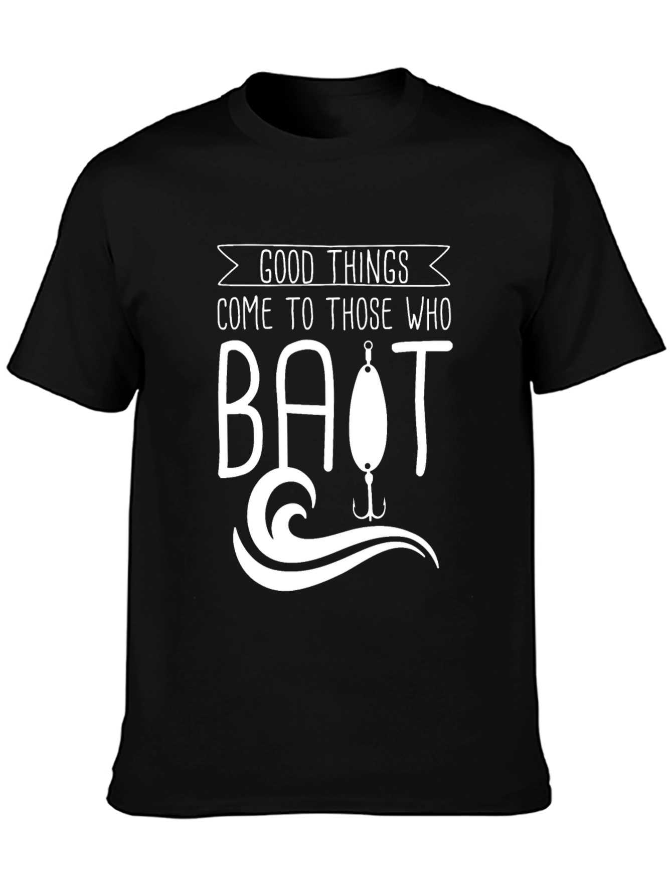 Good Things Bait Fishing Black Graphic T-Shirt