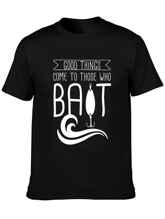Good Things Bait Fishing Black Graphic T-Shirt