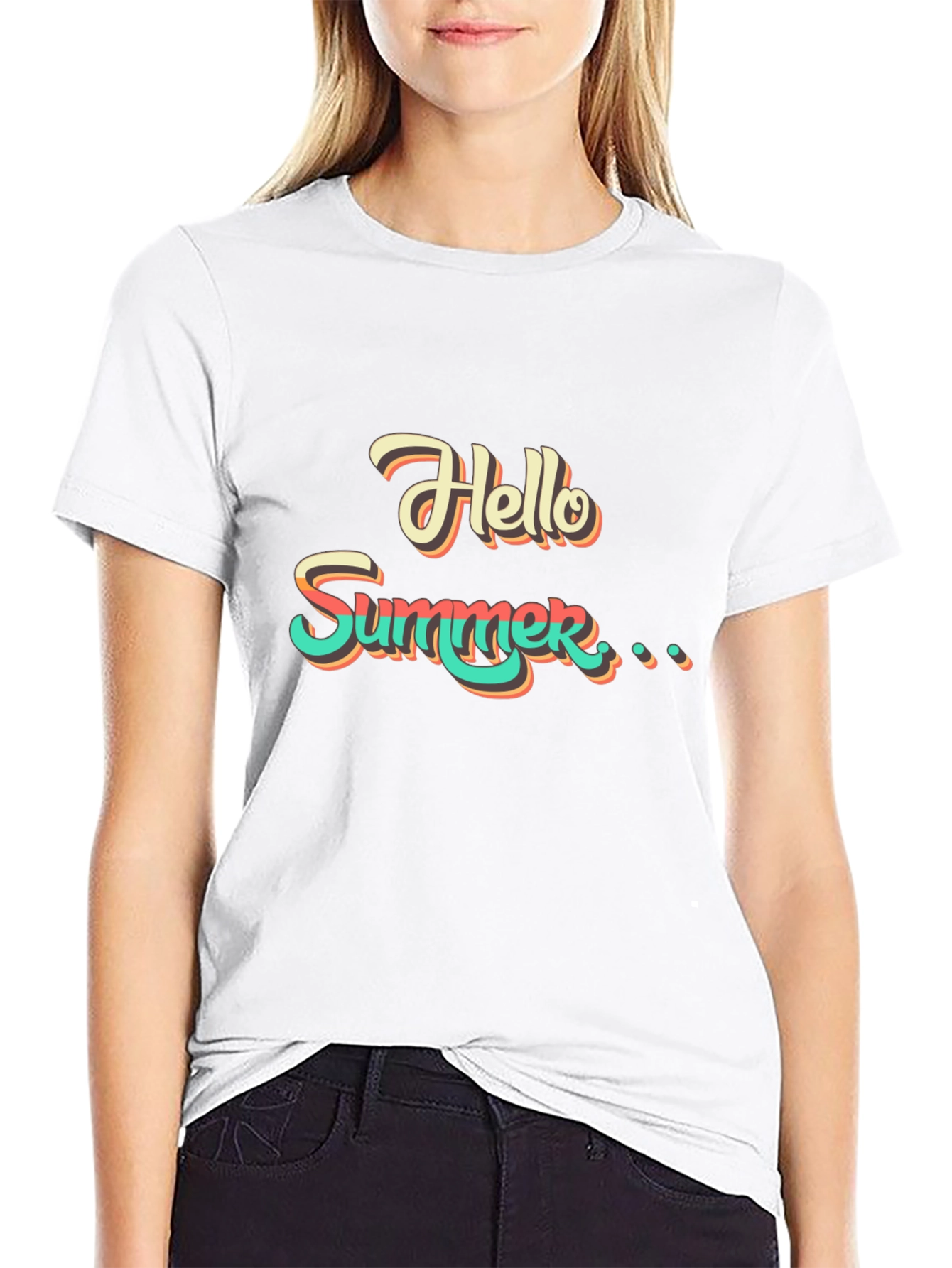Hello Summer Graphic Tee - Black Casual T-Shirt