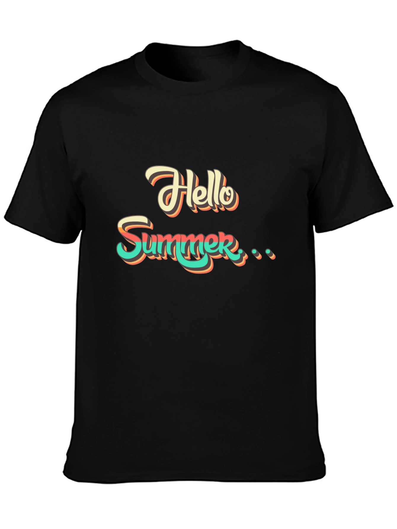 Hello Summer Graphic Tee - Black Casual T-Shirt