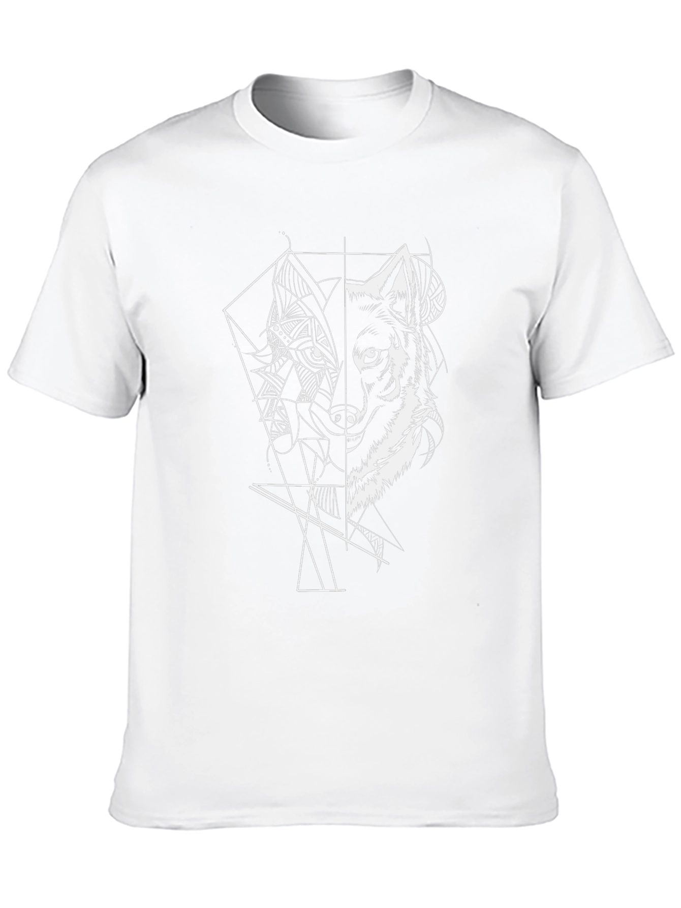 Geometric Wolf Graphic Tee - Black