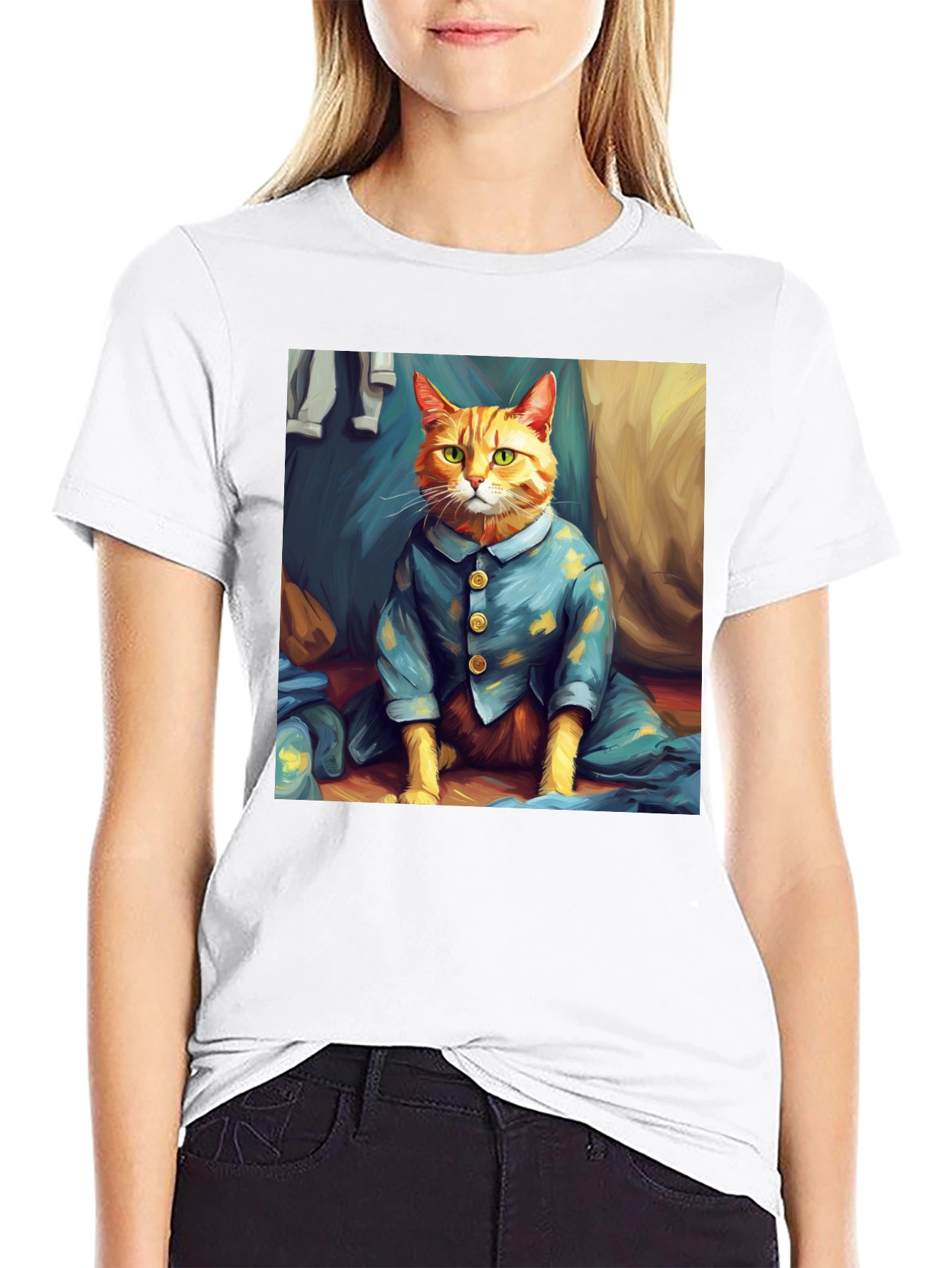 Cat in Pajamas Graphic T-Shirt
