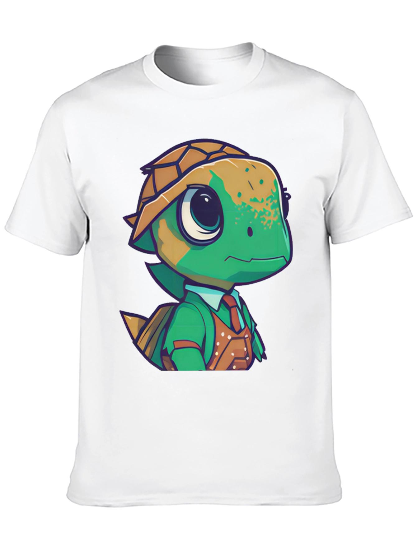 Cartoon Turtle in Suit Black T-Shirt