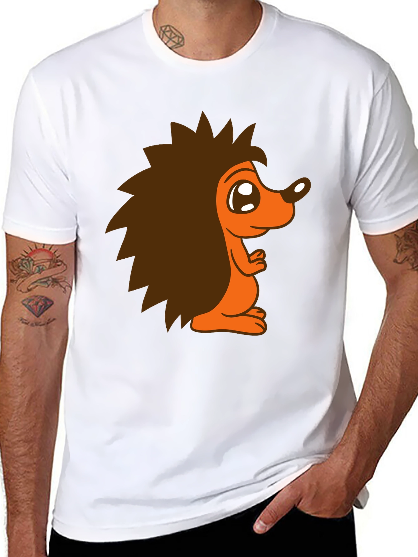 Cute Hedgehog Graphic T-Shirt - Black Cotton Tee