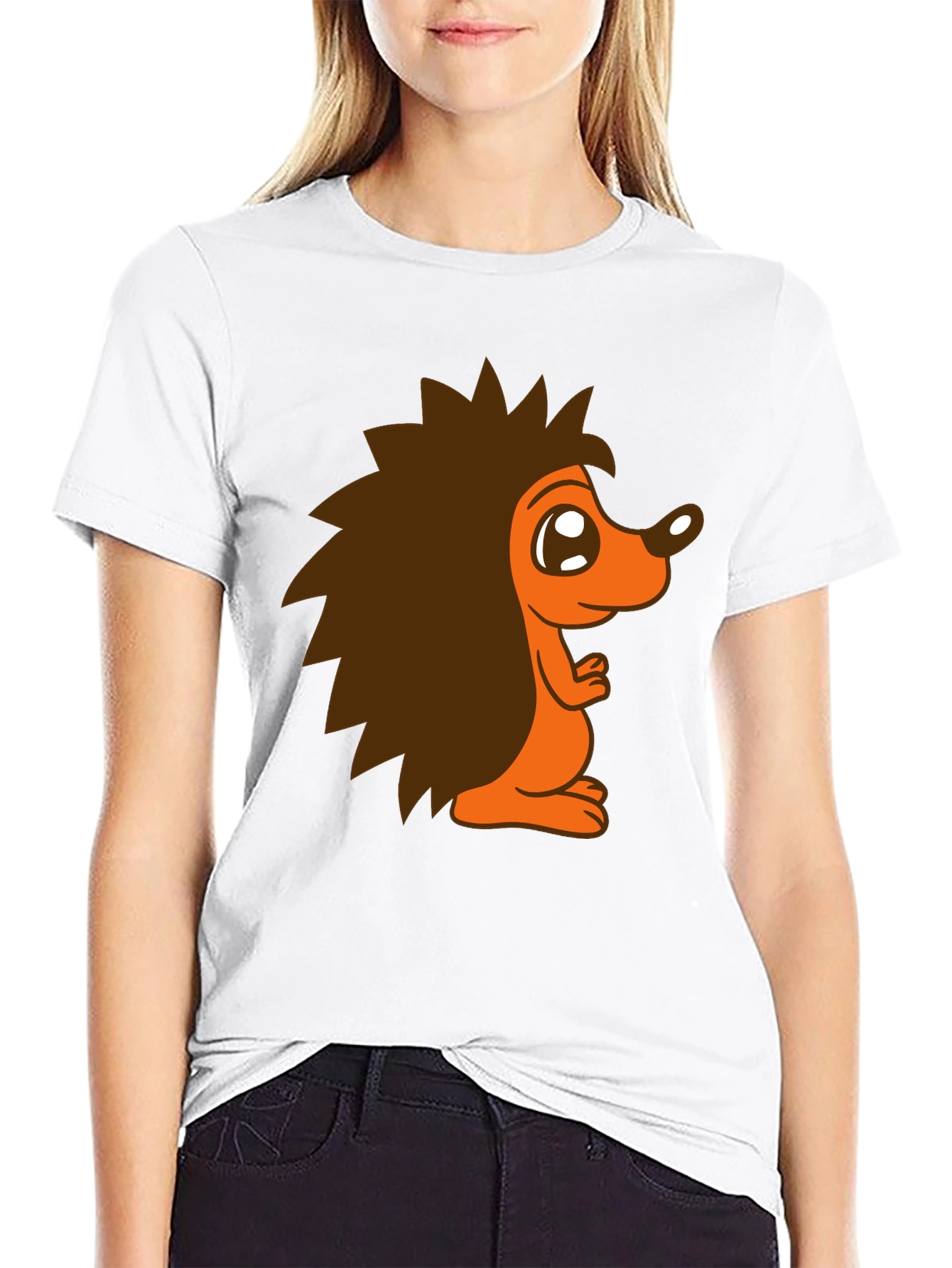Cute Hedgehog Graphic T-Shirt - Black Cotton Tee