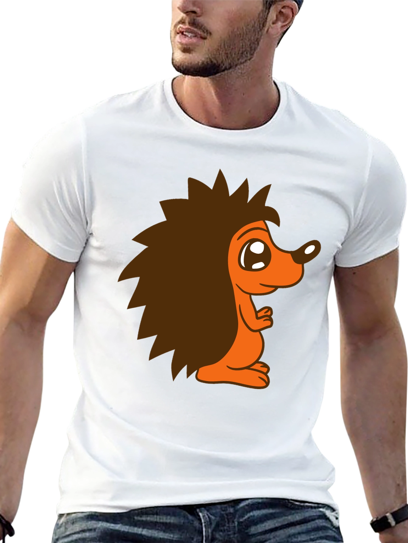 Cute Hedgehog Graphic T-Shirt - Black Cotton Tee