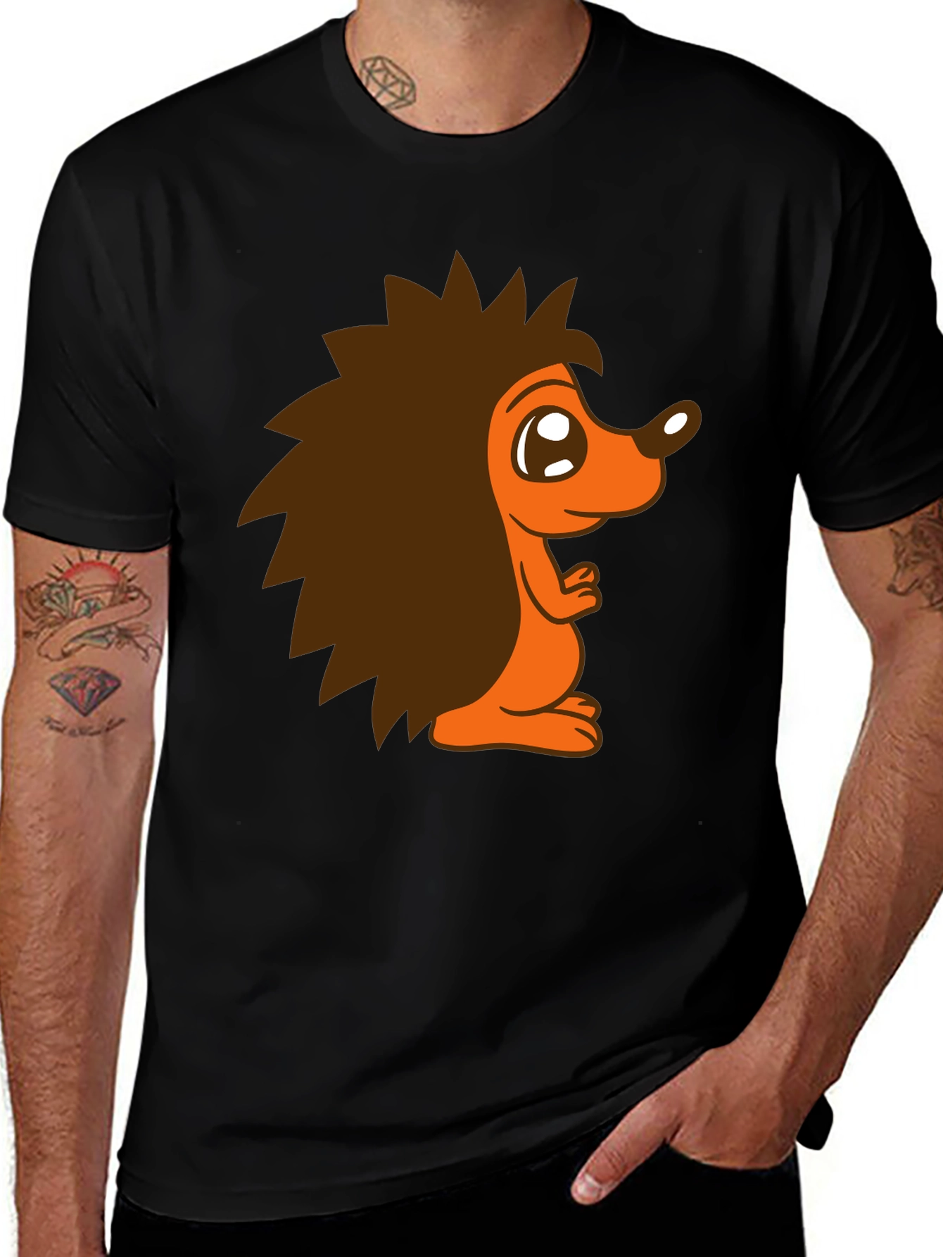 Cute Hedgehog Graphic T-Shirt - Black Cotton Tee