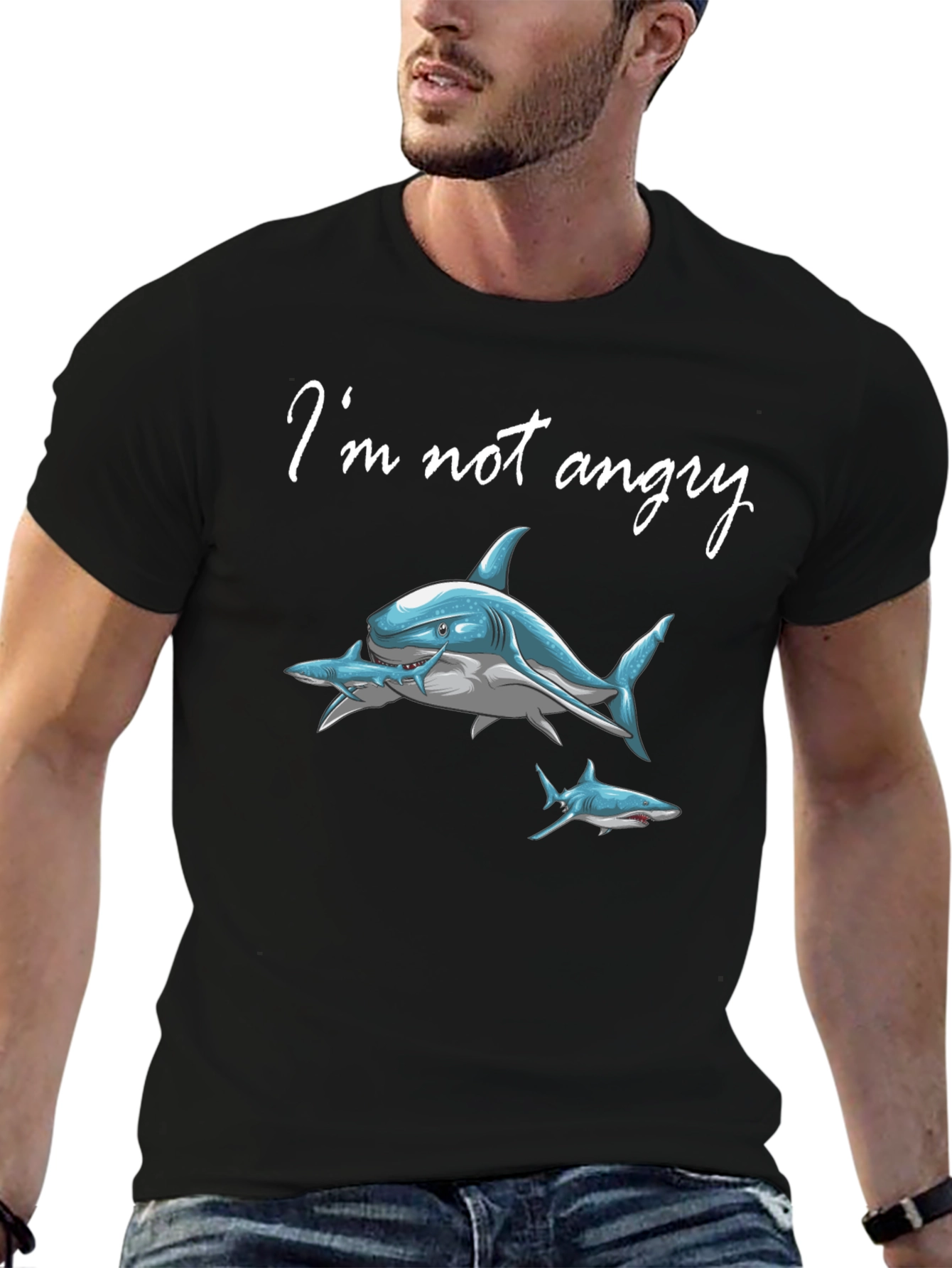 Im Not Angry Shark Graphic Tee