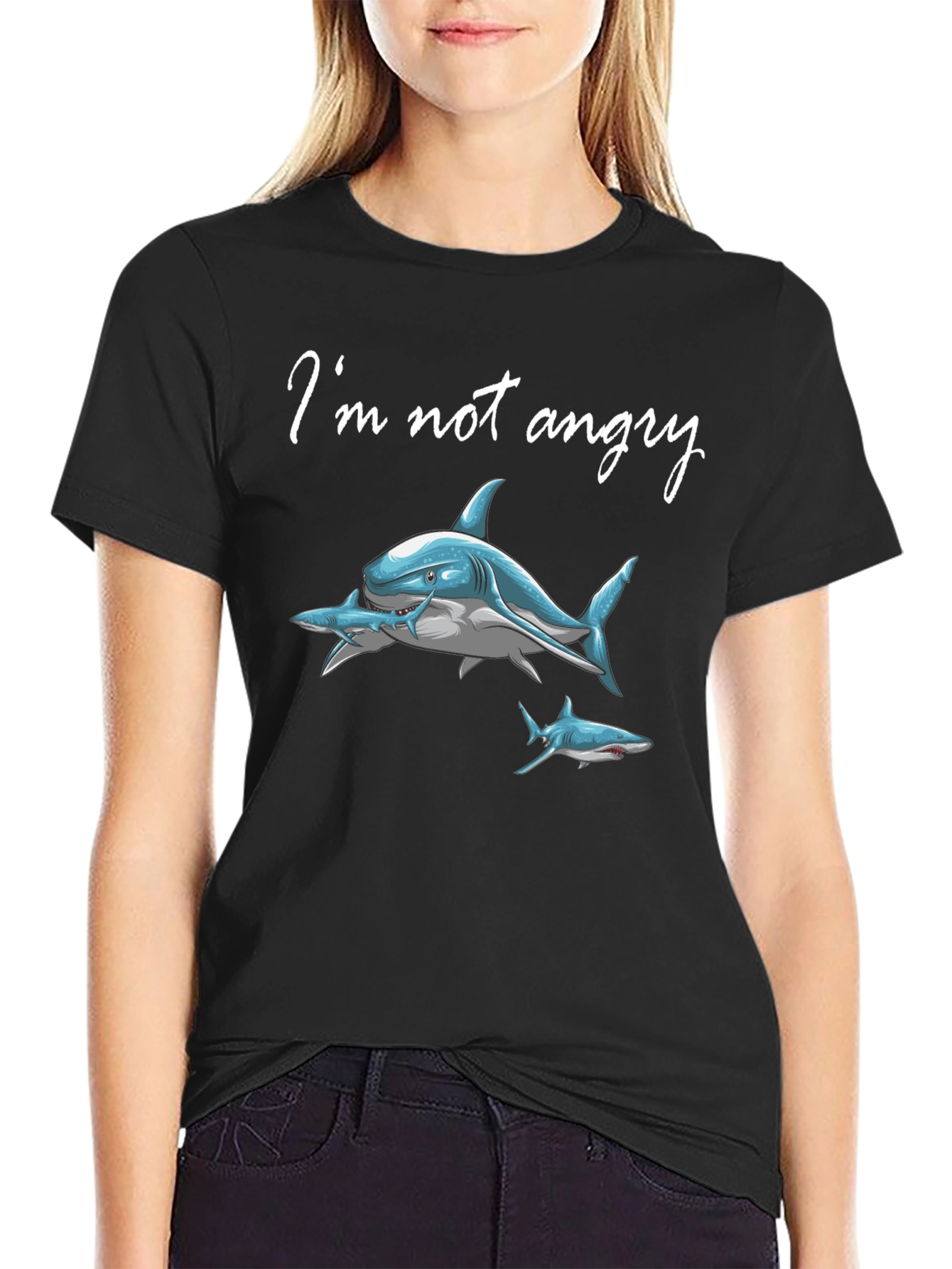 Im Not Angry Shark Graphic Tee