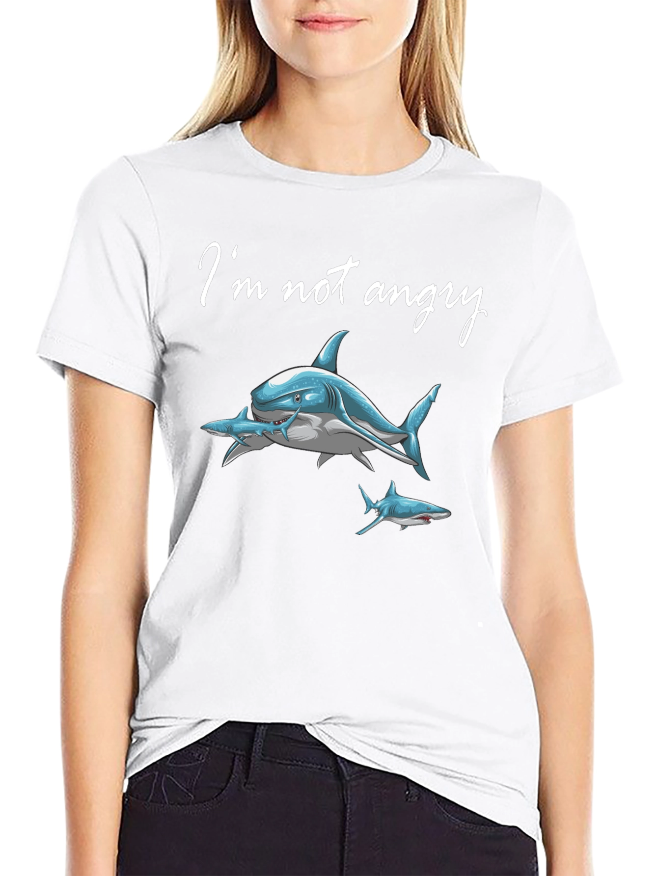 Im Not Angry Shark Graphic Tee