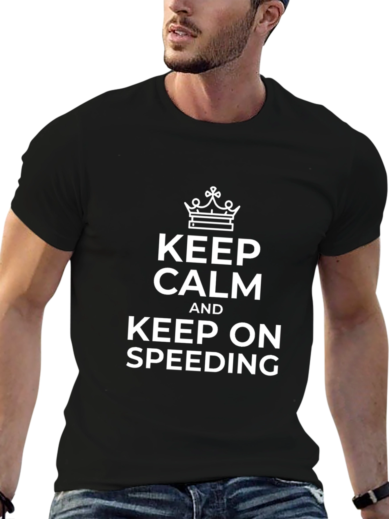 Keep Calm Speeding Black T-Shirt
