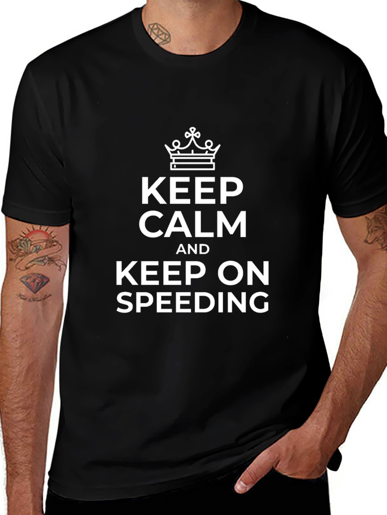 Keep Calm Speeding Black T-Shirt