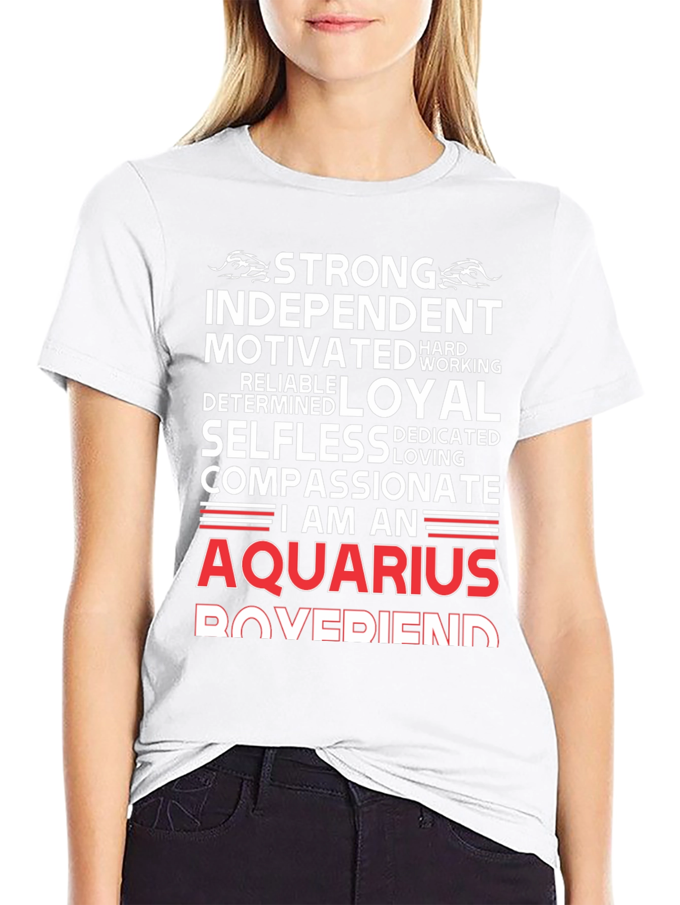 Aquarius Zodiac Sign T-Shirt - Strong Loyal Compassionate