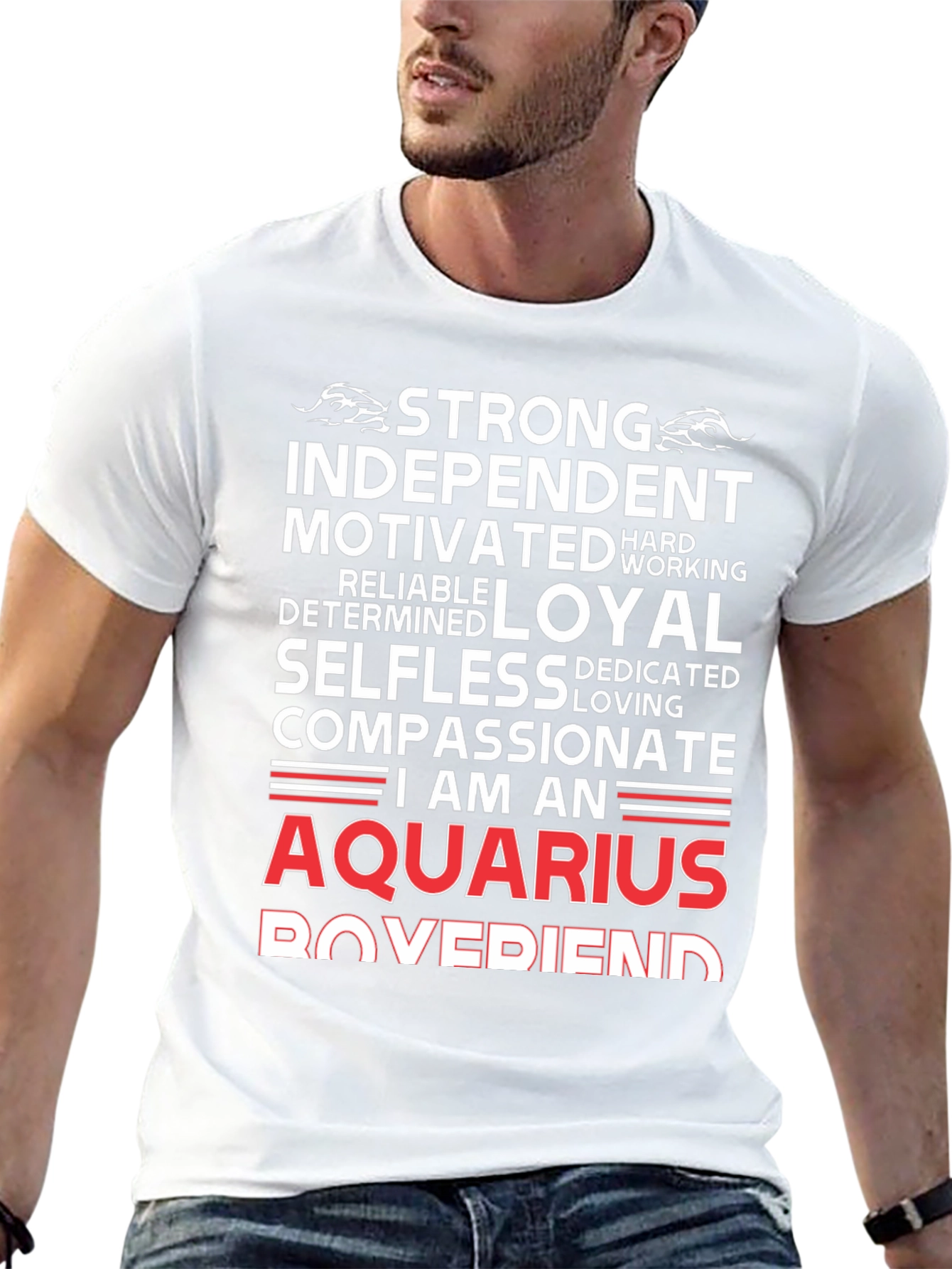 Aquarius Zodiac Sign T-Shirt - Strong Loyal Compassionate