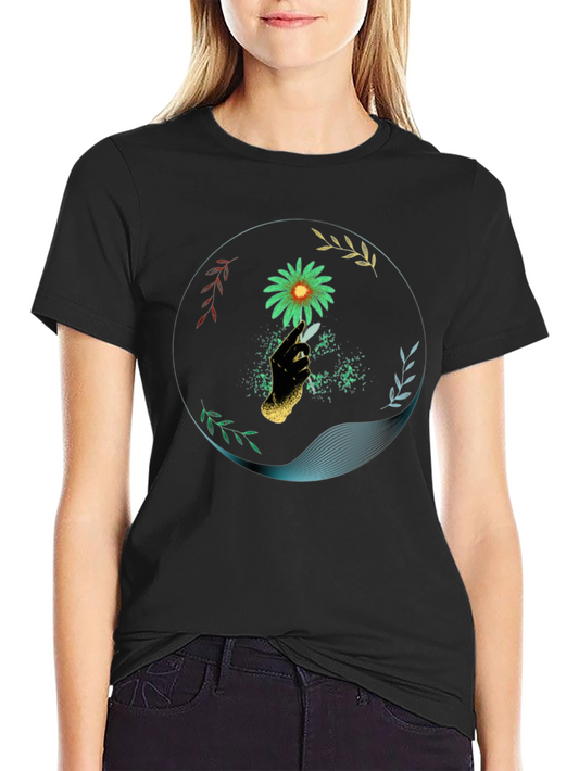 Floral Hand Graphic T-Shirt - Modern Design